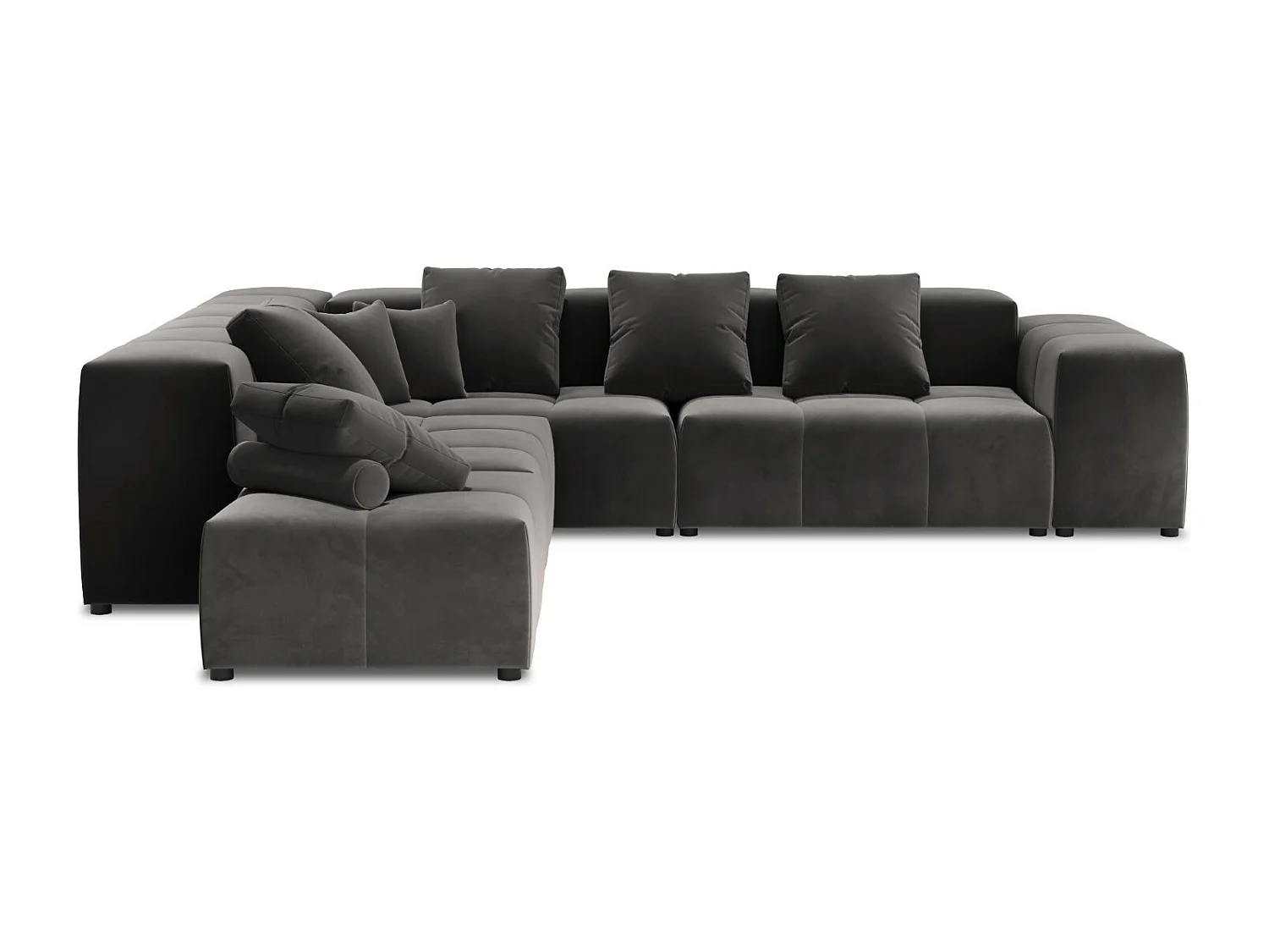 Cosmopolitan Design - Narożnik symetryczny modułowy, "Rome" 7 miejsc welur, szary ciemny - 320x320x75cm