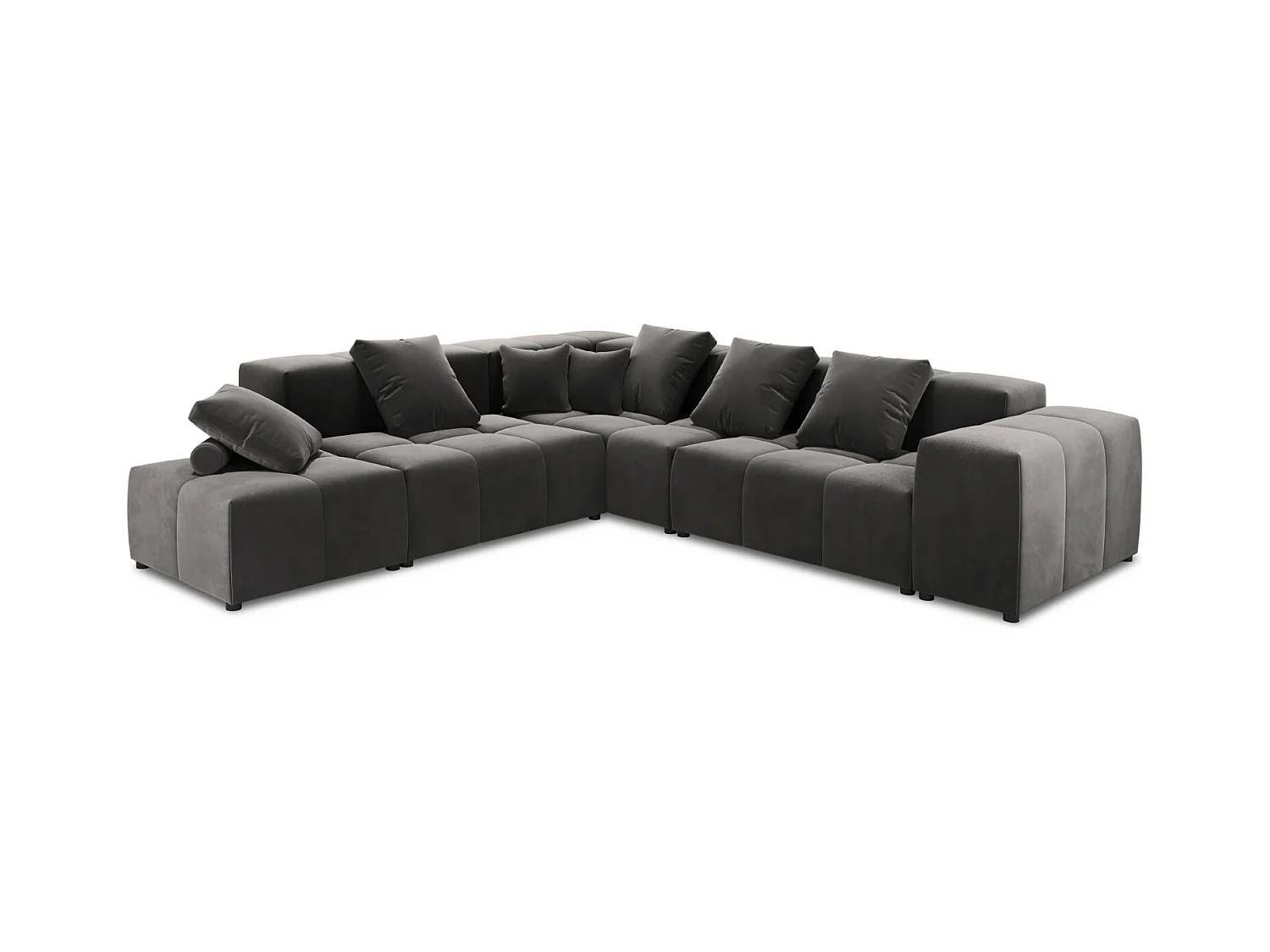 Cosmopolitan Design - Symmetrische modulaire hoekbank "Rome" 7 zitplaatsen, Flueel, Donkergrijs - 320x320x75cm