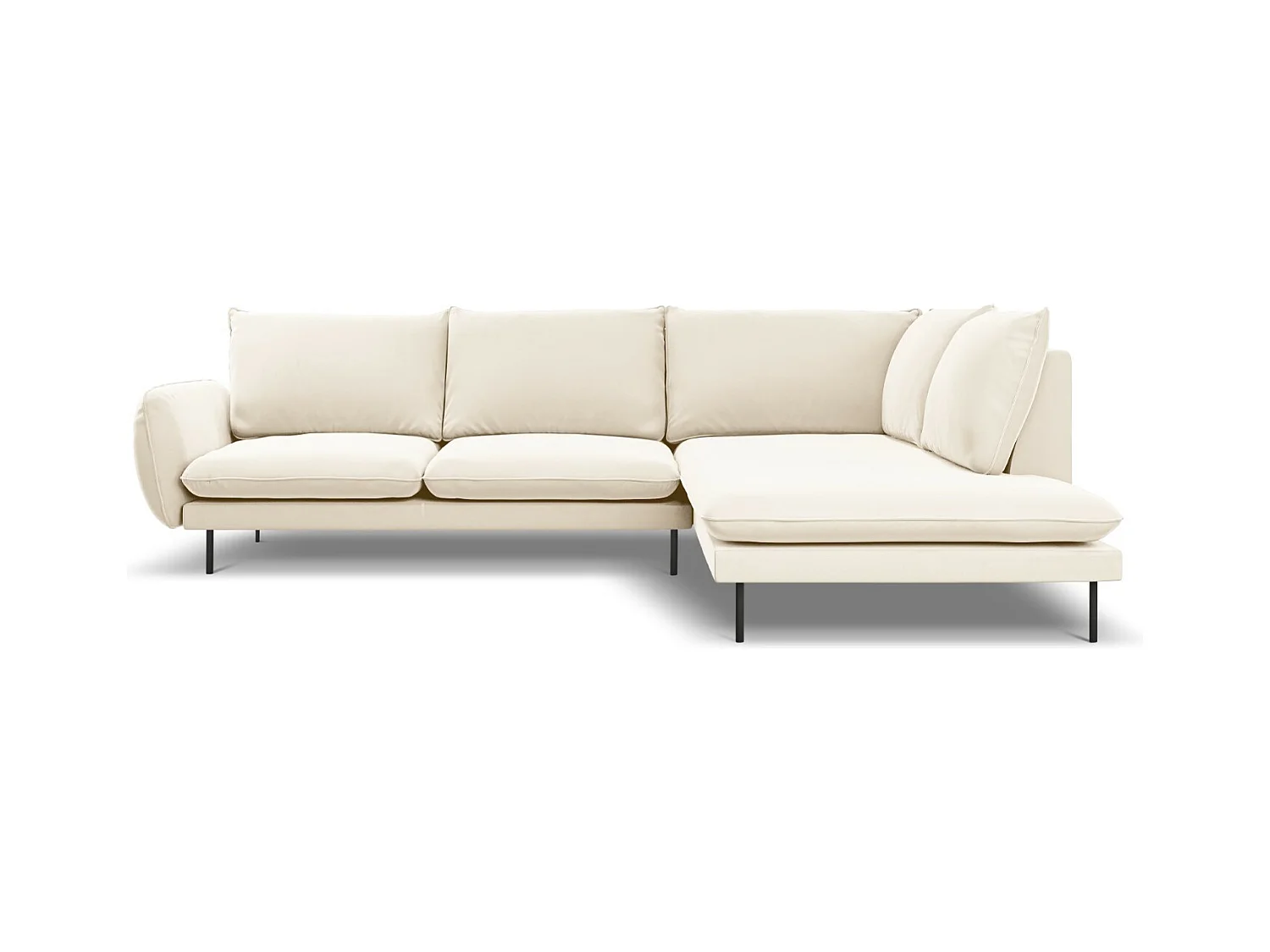 Cosmopolitan Design - Canapé d'angle droit "Vienna" 6 places en velours beige clair - 275x185x95cm