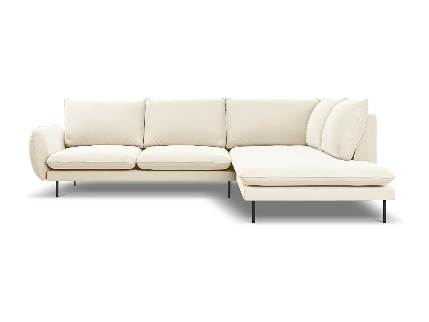 Cosmopolitan Design - Canapé d'angle droit "Vienna" 6 places en velours beige clair - 275x185x95cm