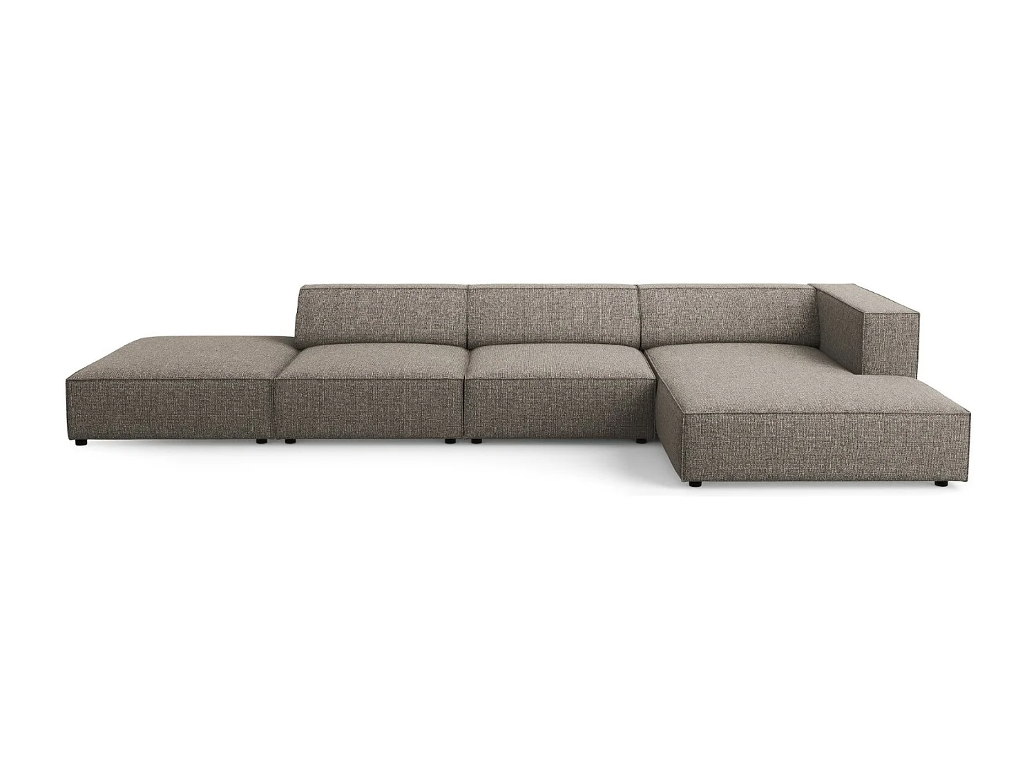Cosmopolitan Design - 5-Sitzer Ecksofa rechts "Arendal" aus Chenille-Stoff grau - 341x166x70cm