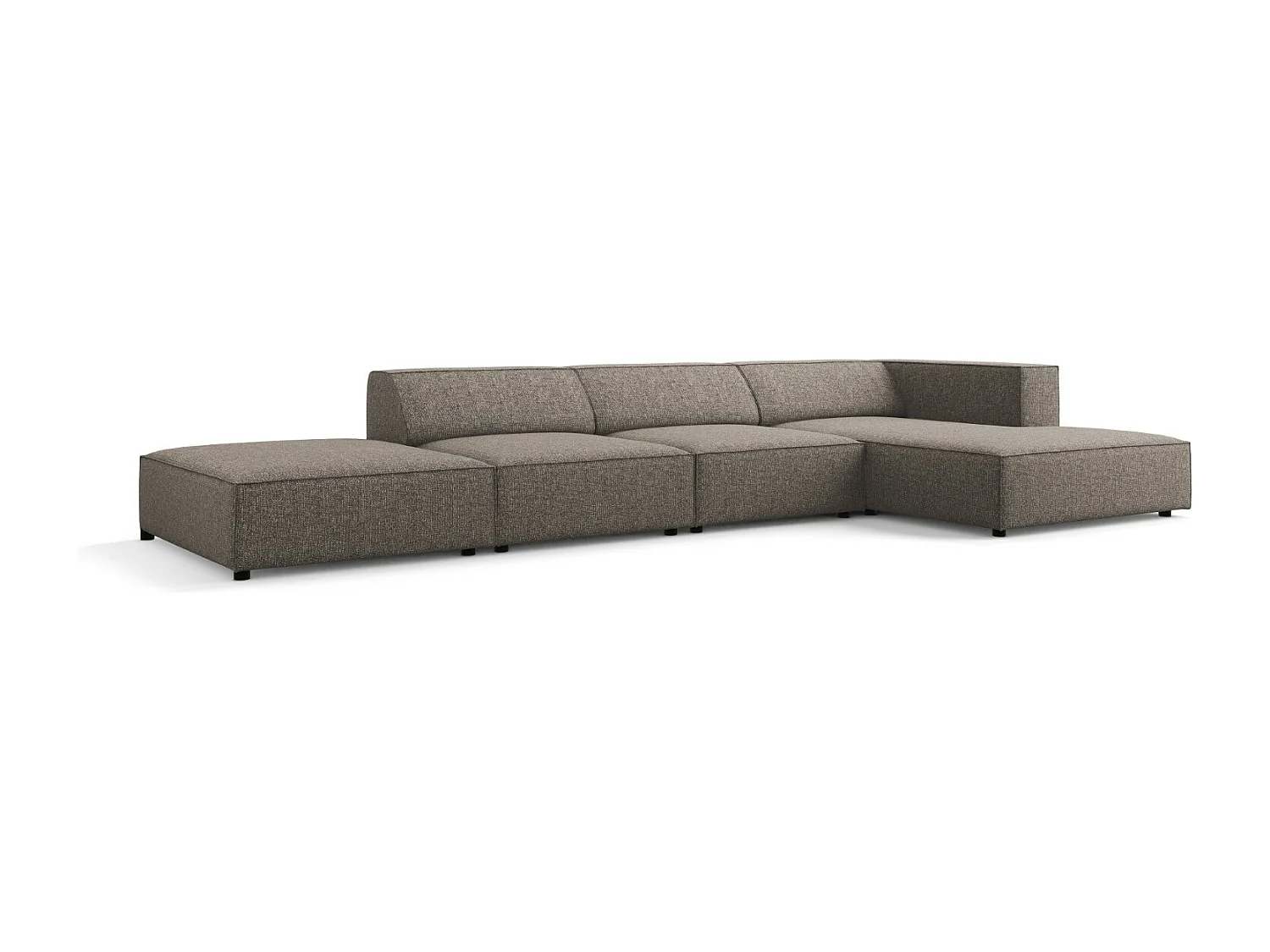 Cosmopolitan Design - 5-Sitzer Ecksofa rechts "Arendal" aus Chenille-Stoff grau - 341x166x70cm