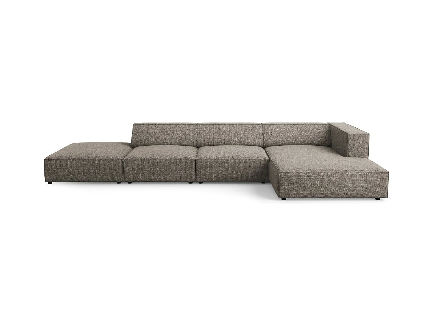 Cosmopolitan Design - Sofá de canto direito "Arendal" 5 lugares em tecido chenille cinza - 341x166x70cm