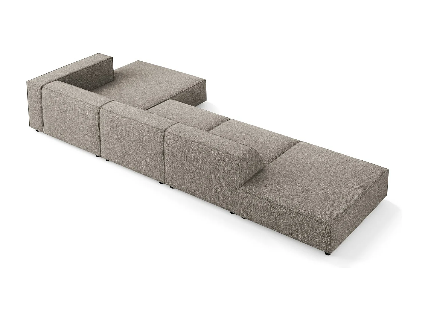 Cosmopolitan Design - Sofá de canto direito "Arendal" 5 lugares em tecido chenille cinza - 341x166x70cm