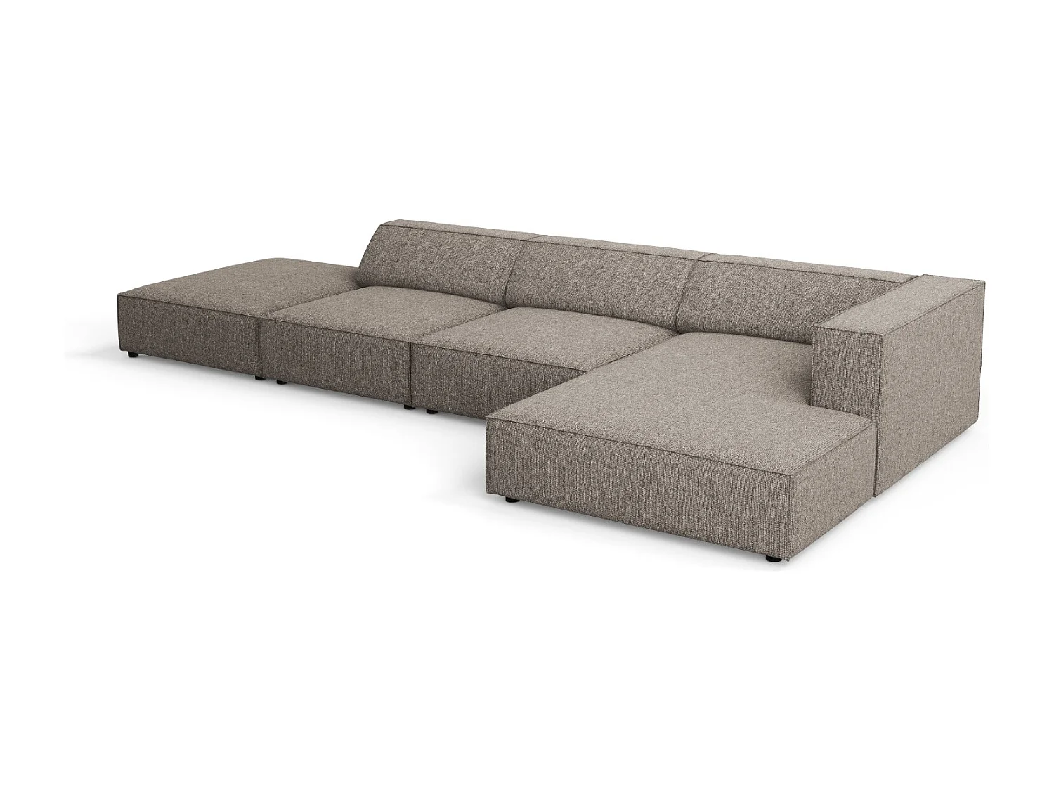 Cosmopolitan Design - Sofá de canto direito "Arendal" 5 lugares em tecido chenille cinza - 341x166x70cm