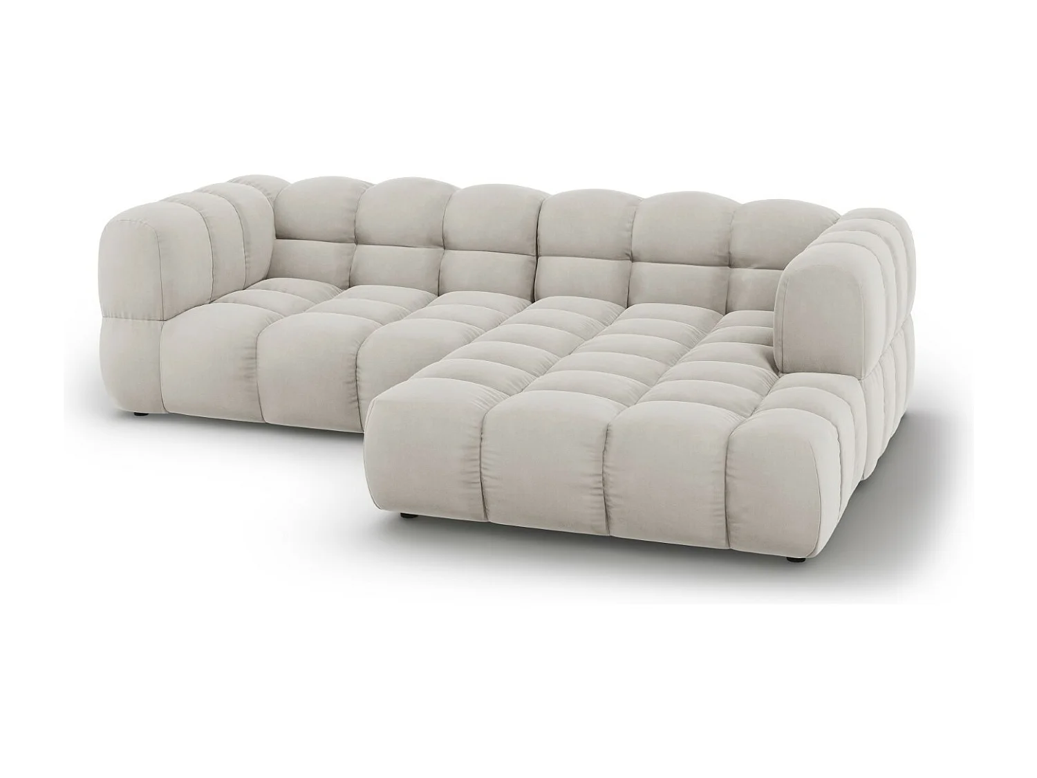 Cosmopolitan Design - Modulaire hoekbank rechts "Sky" 3 zitplaatsen, Flueel, Lichtbeige - 244x162x75cm