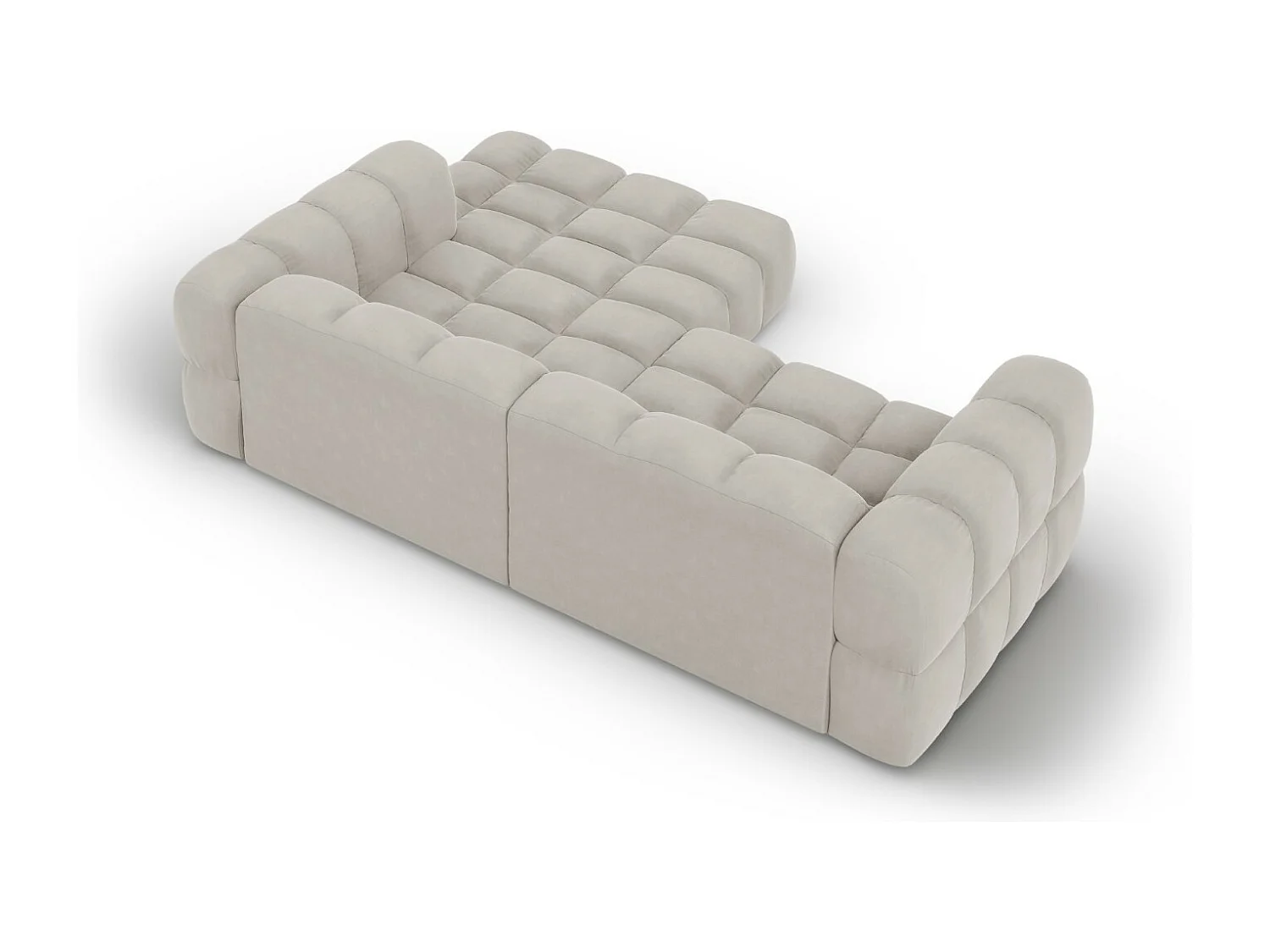 Cosmopolitan Design - Modulaire hoekbank rechts "Sky" 3 zitplaatsen, Flueel, Lichtbeige - 244x162x75cm