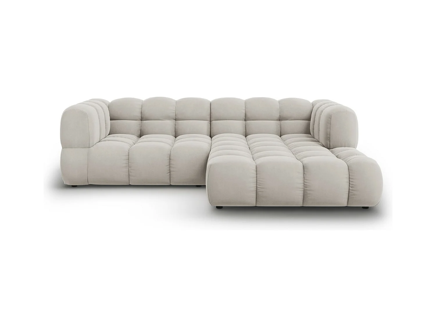Cosmopolitan Design - Canapé d'angle droit modulable "Sky" 3 places en velours beige clair - 244x162x75cm