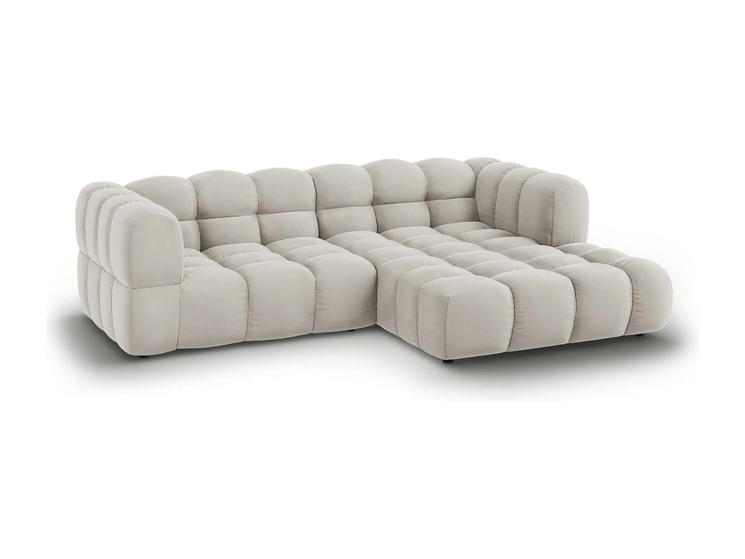 Cosmopolitan Design - Sofá modular de canto direito "Sky" 3 lugares em veludo bege claro - 244x162x75cm