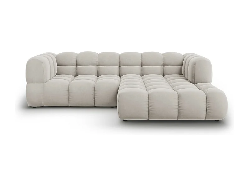 Cosmopolitan Design - Canapé d'angle droit modulable "Sky" 3 places en velours beige clair - 244x162x75cm