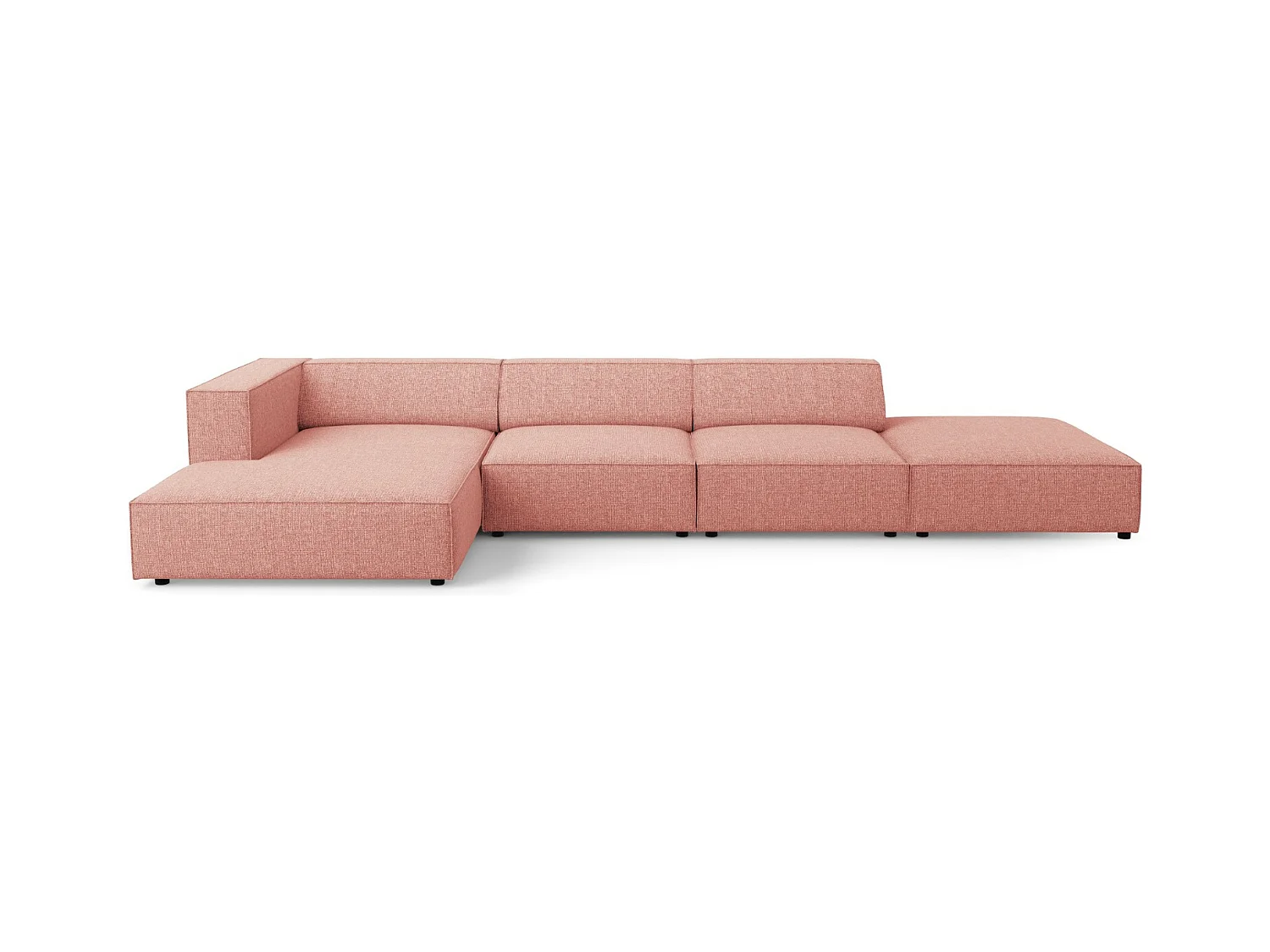 Cosmopolitan Design - Linker hoekbank "Arendal" 5 zitplaatsen, Chenille, Roze - 341x166x70cm