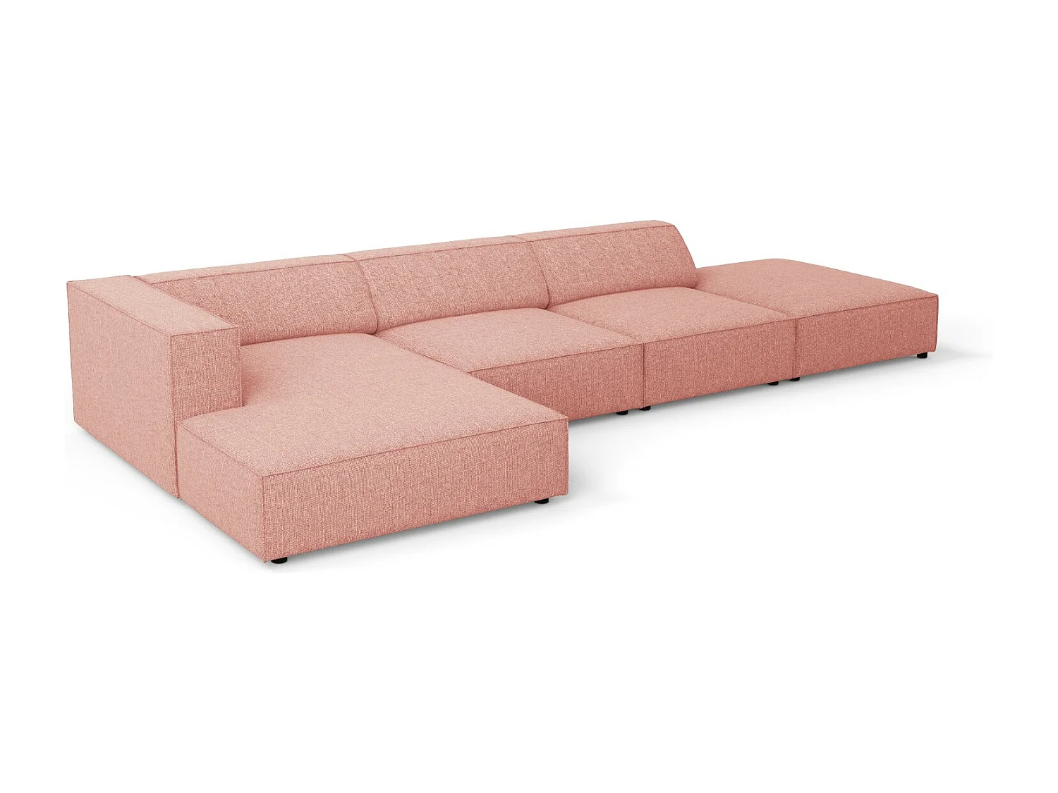 Cosmopolitan Design - Sofá de canto esquerdo "Arendal" 5 lugares em tecido chenille rosa - 341x166x70cm