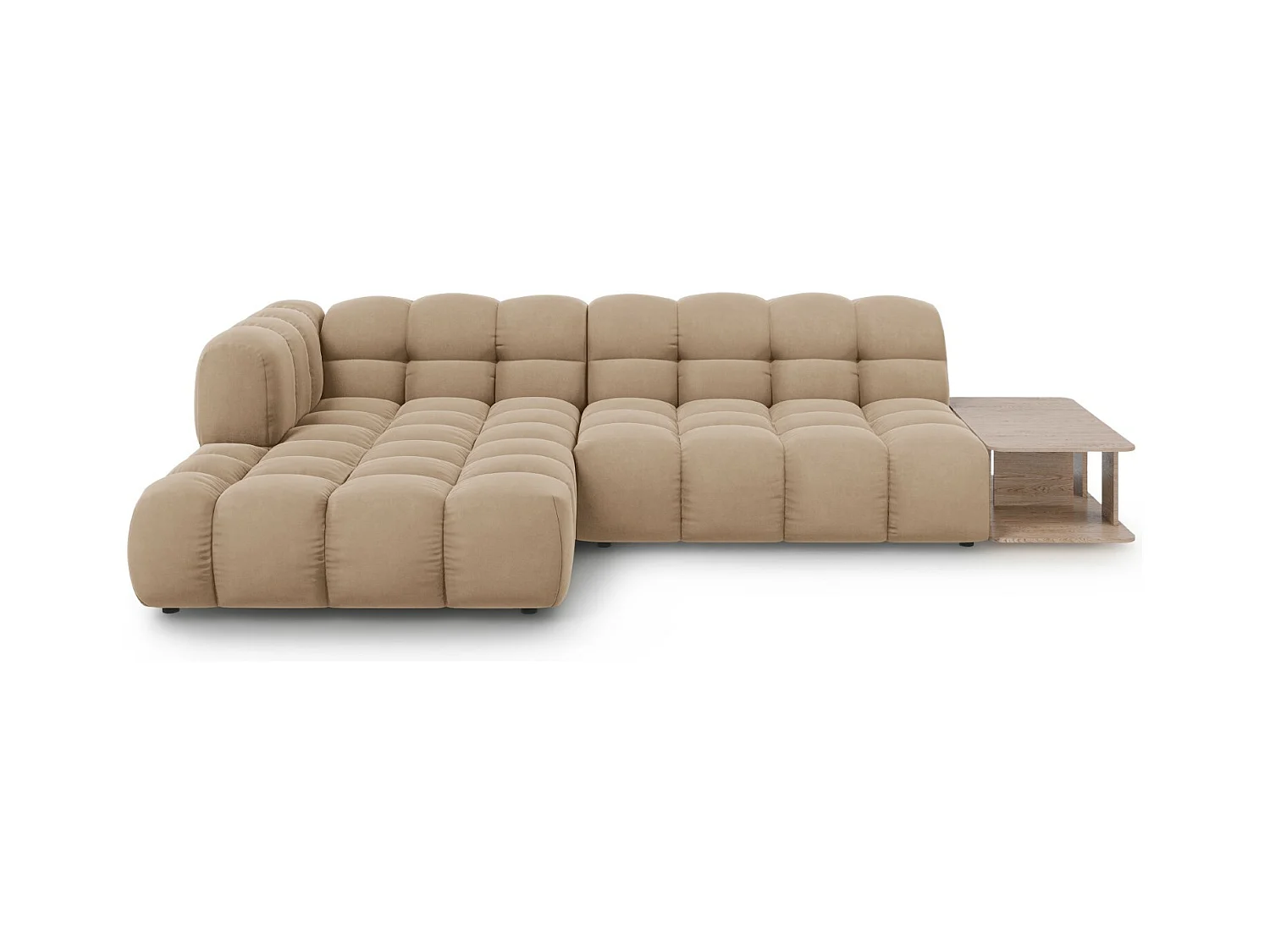 Cosmopolitan Design - Canapé d'angle gauche modulable "Sky" 4 places en velours le sable - 297x162x75cm