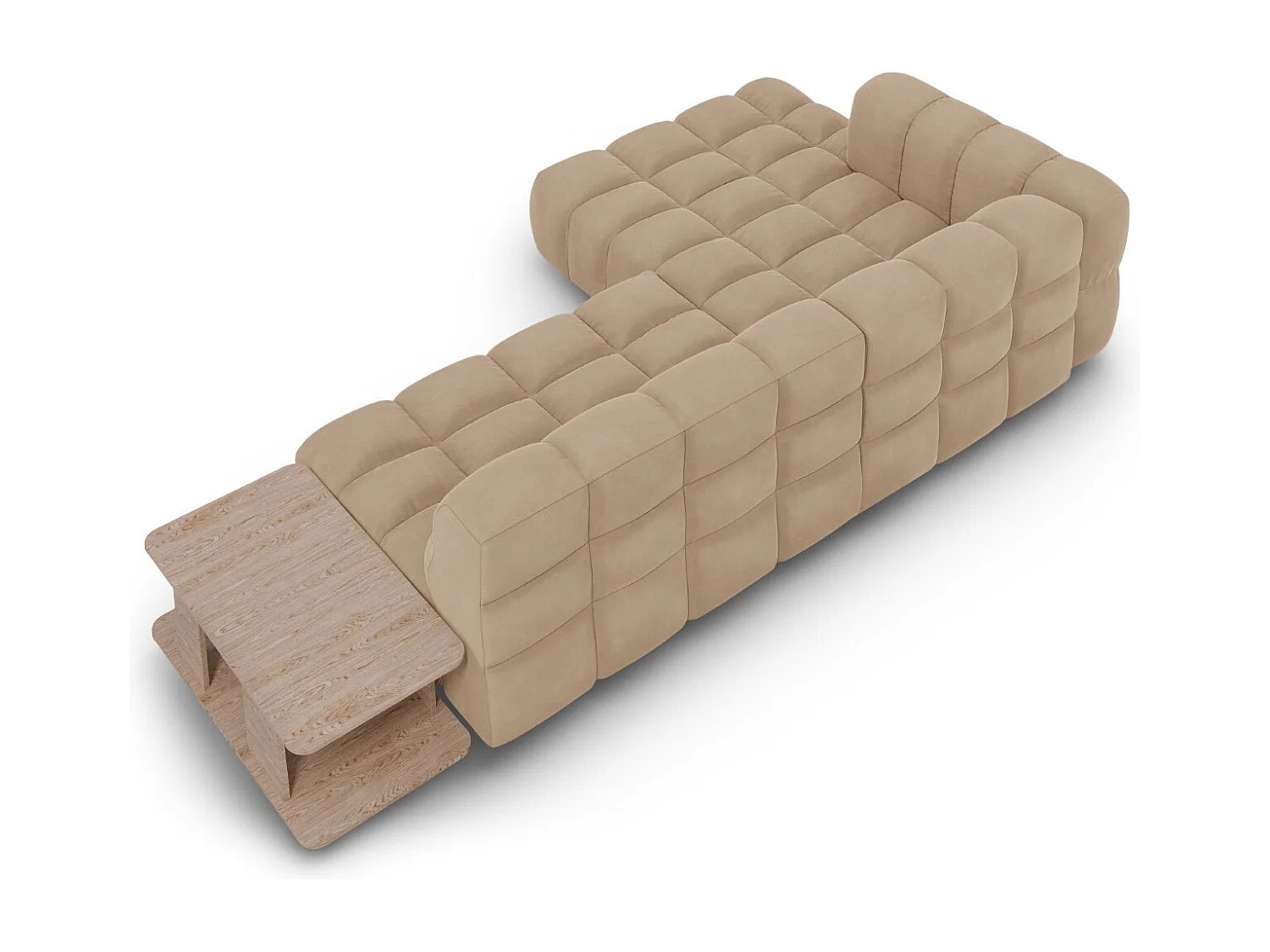 Cosmopolitan Design - Canapé d'angle gauche modulable "Sky" 4 places en velours le sable - 297x162x75cm