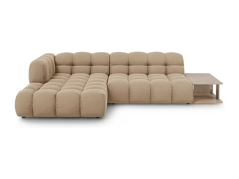 Cosmopolitan Design - Canapé d'angle gauche modulable "Sky" 4 places en velours le sable - 297x162x75cm