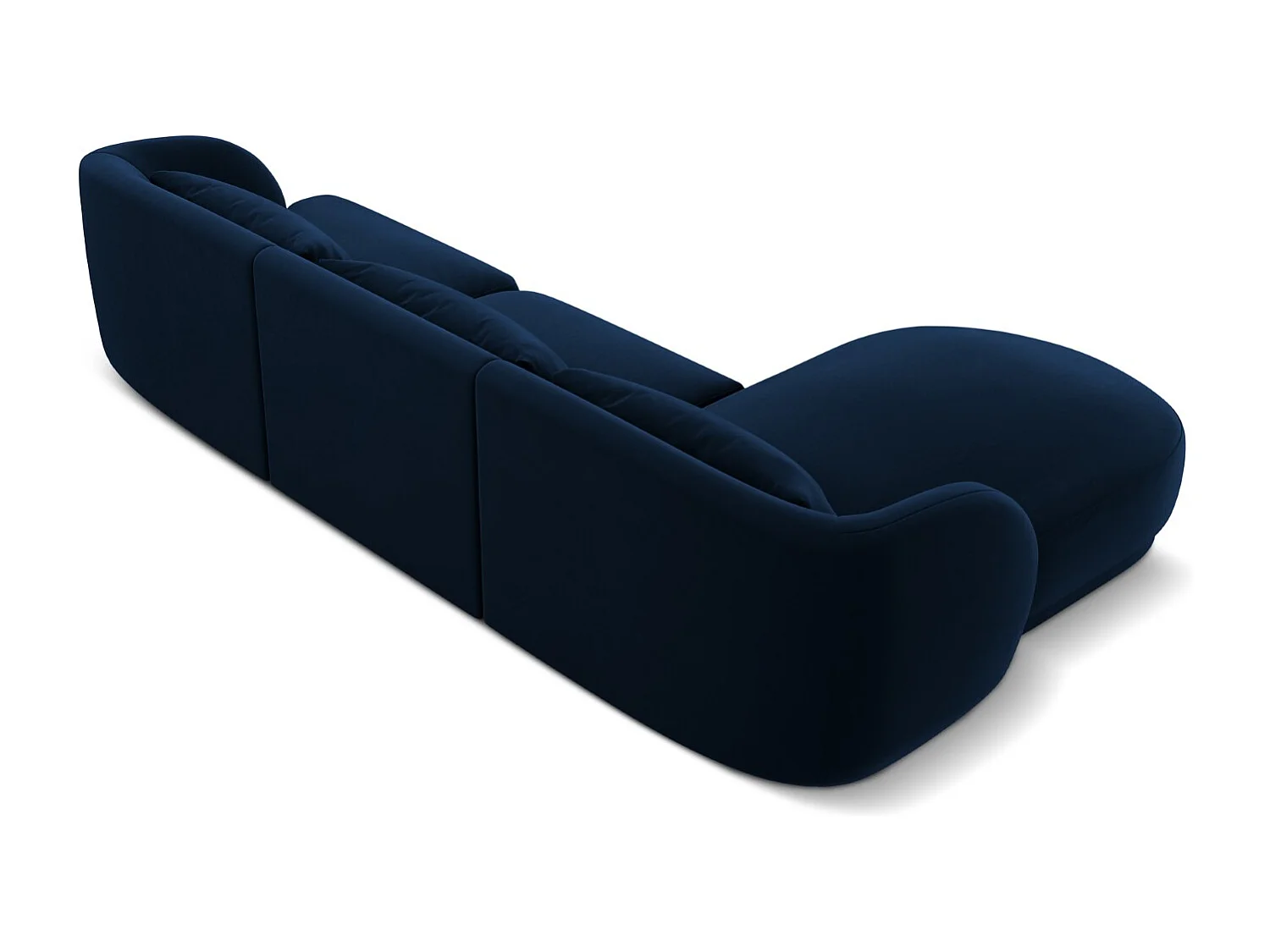 Cosmopolitan Design - Linker hoekbank "Tulum" 4 zitplaatsen, Flueel, Koningsblauw - 255x156x70cm