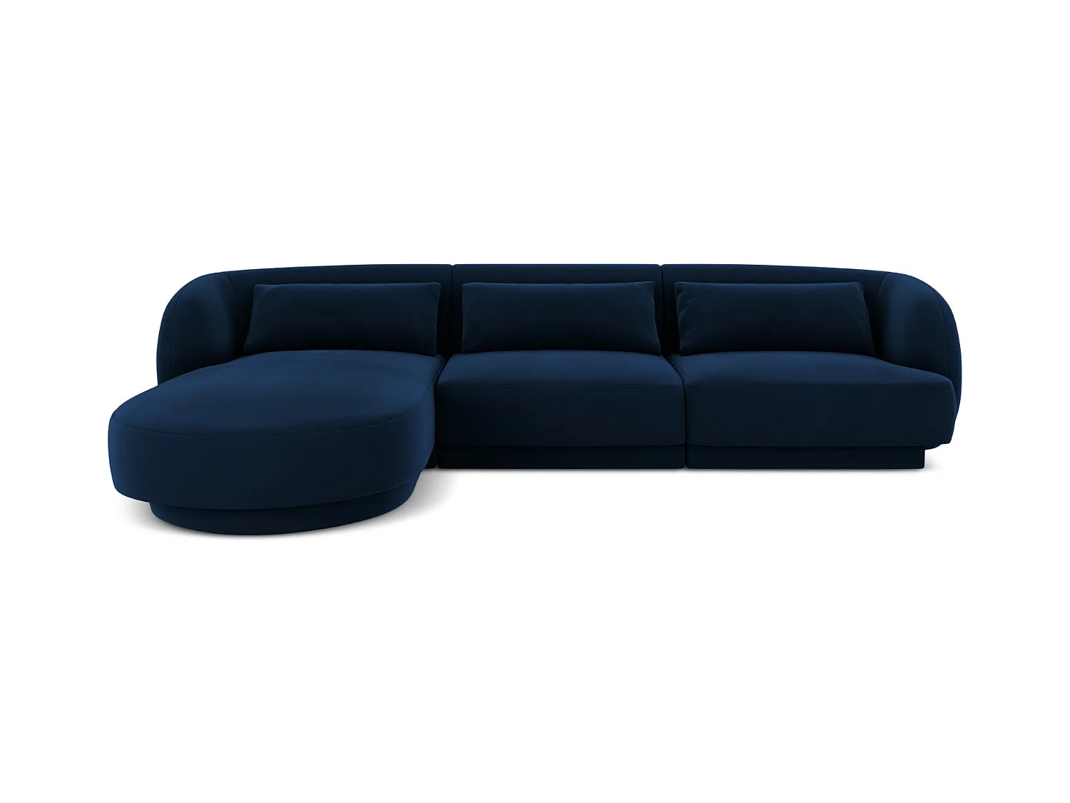 Cosmopolitan Design - Linker hoekbank "Tulum" 4 zitplaatsen, Flueel, Koningsblauw - 255x156x70cm