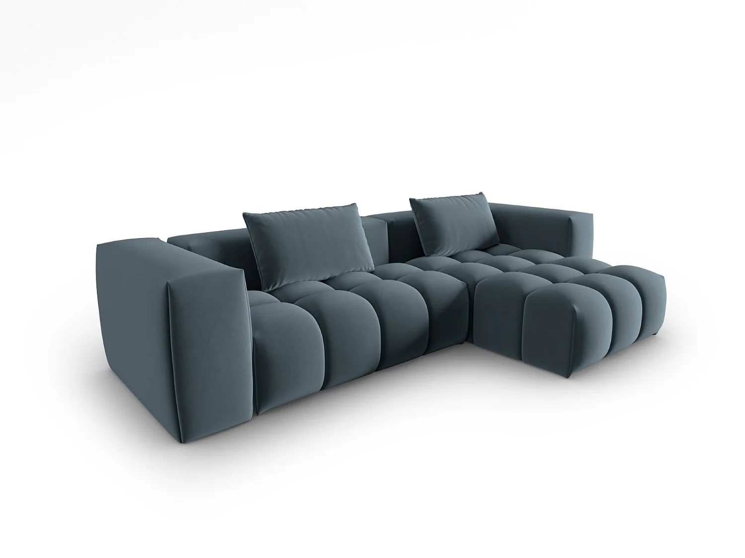 CXL by Christian Lacroix - 3-Sitzer modulares Ecksofa rechts "Lorella" Sitzer aus Samt pastellblau - 260x145x70cm