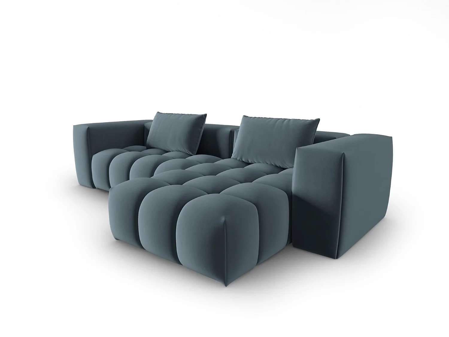 CXL by Christian Lacroix - Canapé d'angle droit modulable "Lorella" 3 places en velours bleu pastel - 260x145x70cm