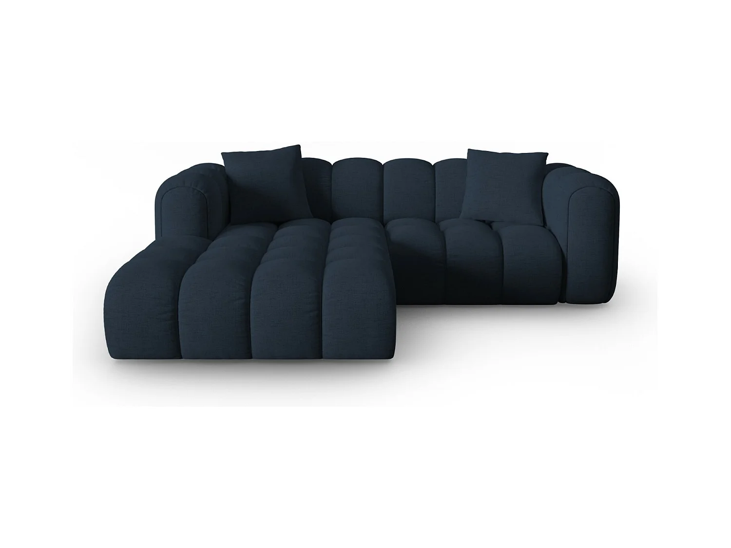 CXL by Christian Lacroix - Modulaire hoekbank links "Clotilde" 3 zitplaatsen, Structurele stof, Koningsblauw - 187x190x70cm