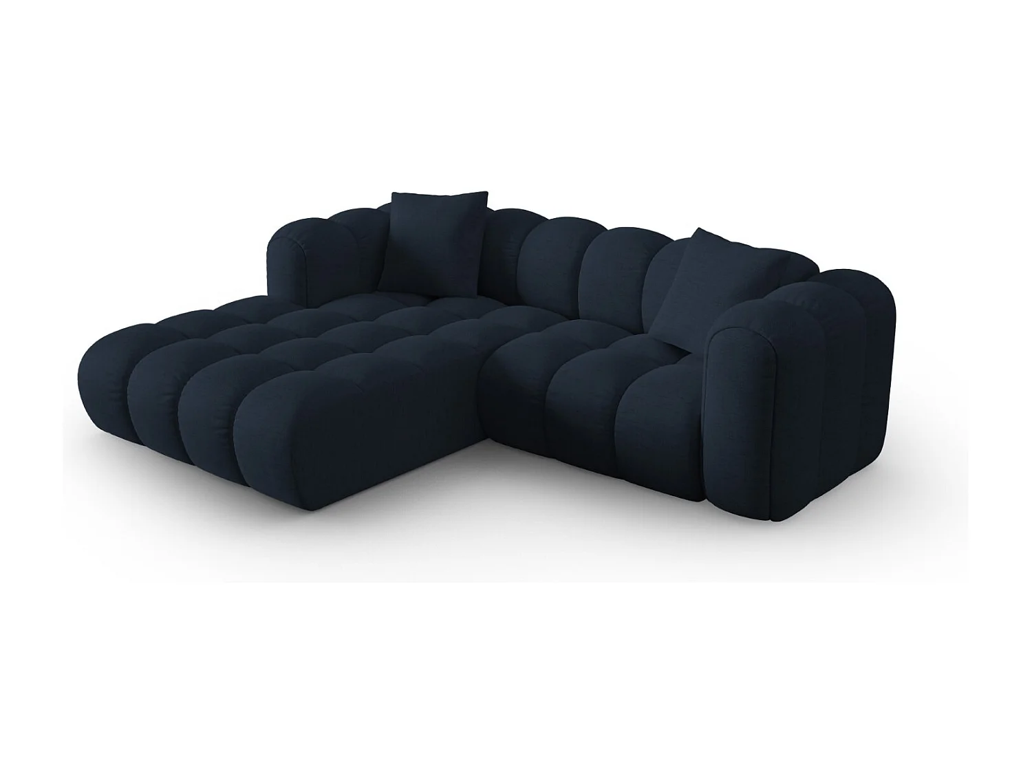 CXL by Christian Lacroix - Modulaire hoekbank links "Clotilde" 3 zitplaatsen, Structurele stof, Koningsblauw - 187x190x70cm