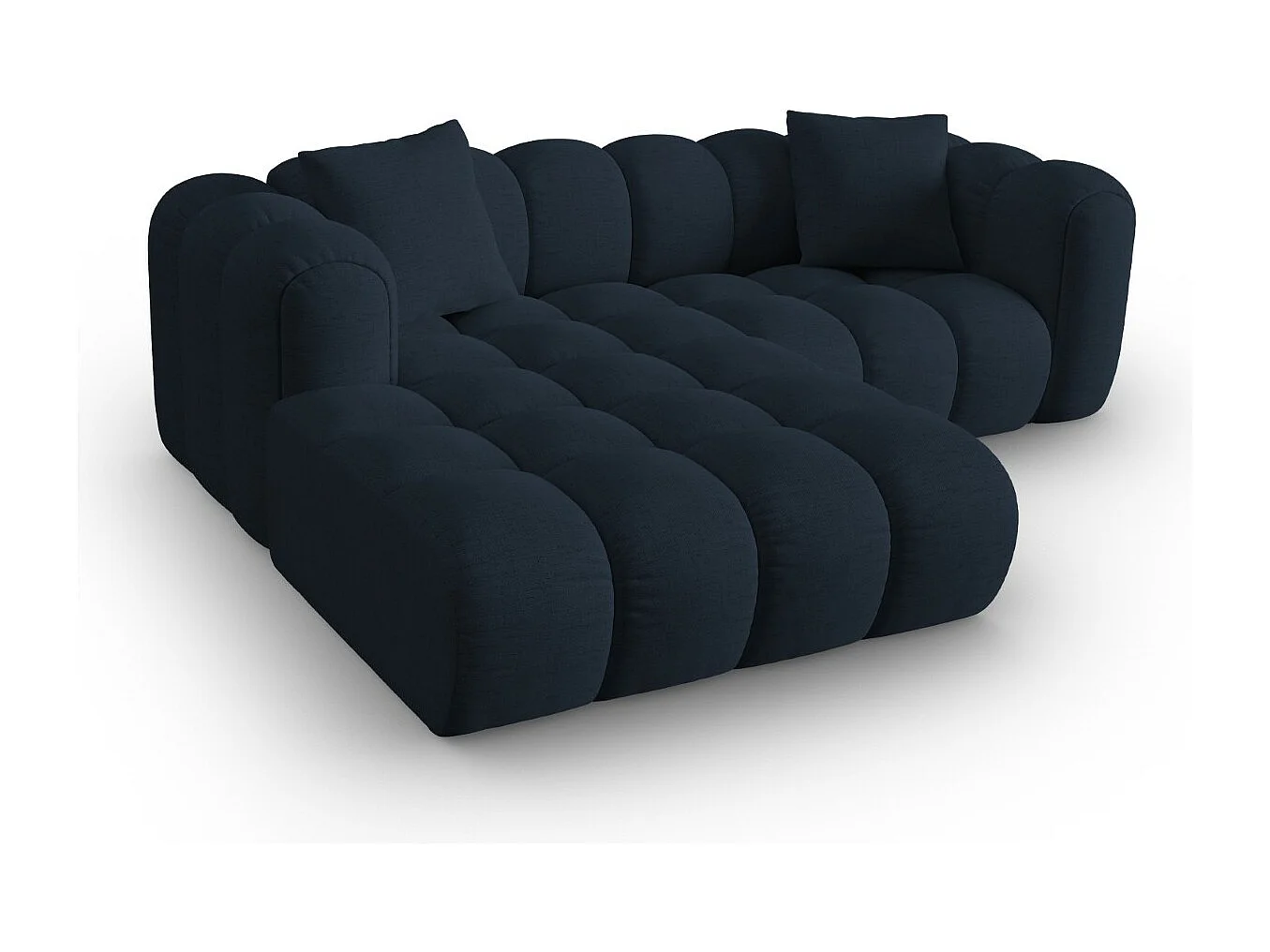 CXL by Christian Lacroix - Modulaire hoekbank links "Clotilde" 3 zitplaatsen, Structurele stof, Koningsblauw - 187x190x70cm