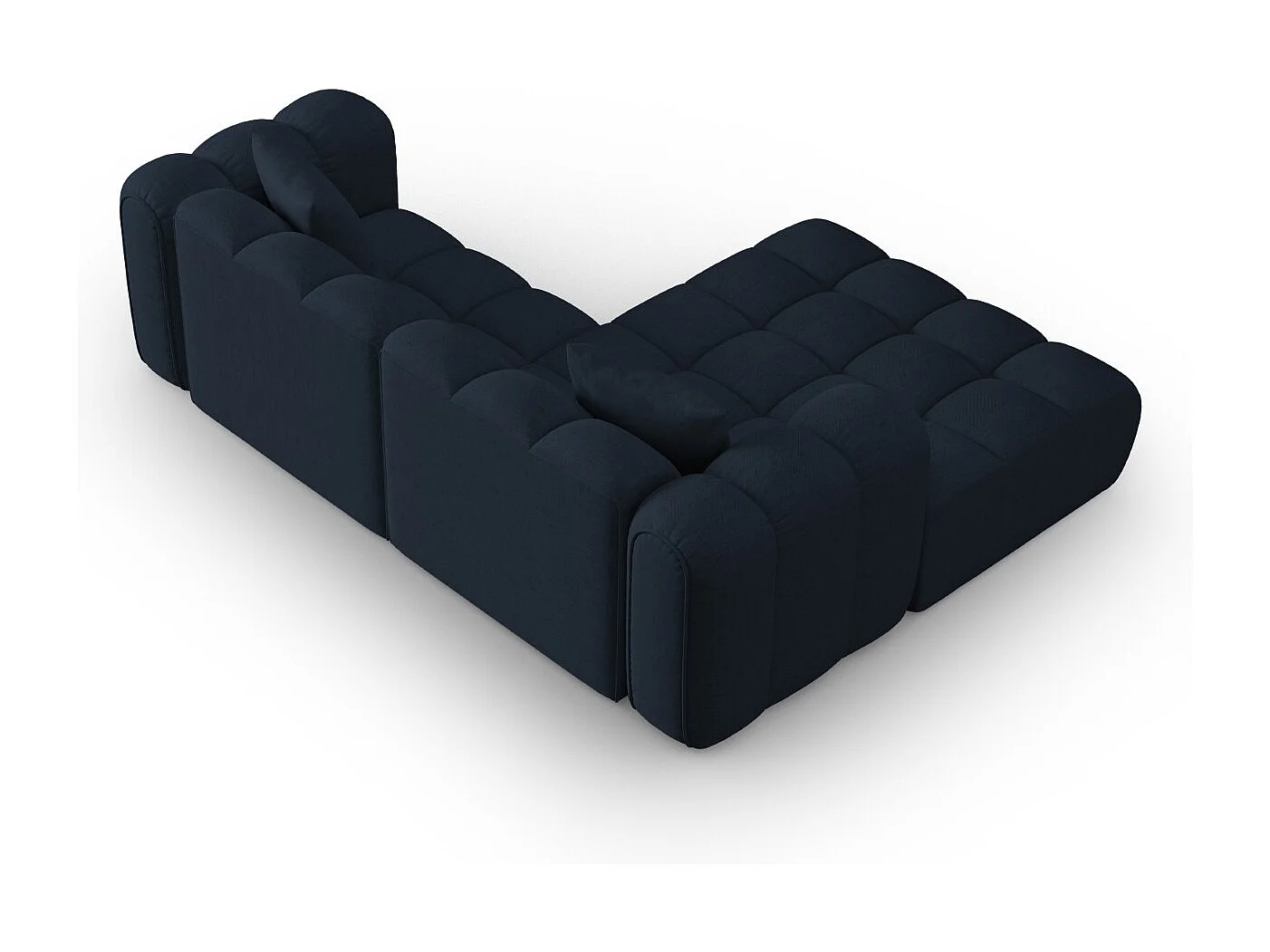 CXL by Christian Lacroix - Modulaire hoekbank links "Clotilde" 3 zitplaatsen, Structurele stof, Koningsblauw - 187x190x70cm