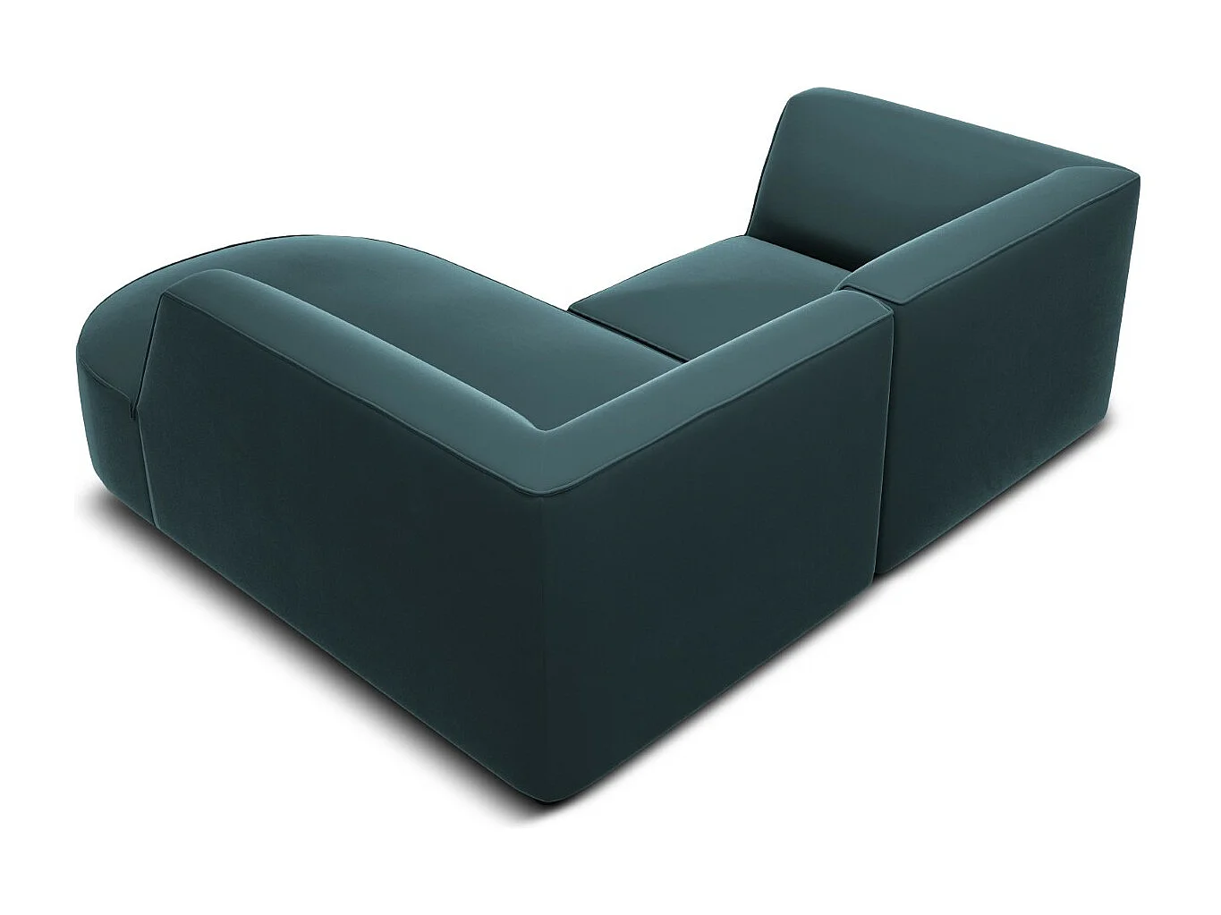 CXL by Christian Lacroix - Sofá de canto direito "Charles" 3 lugares em veludo azul - 186x180x69cm