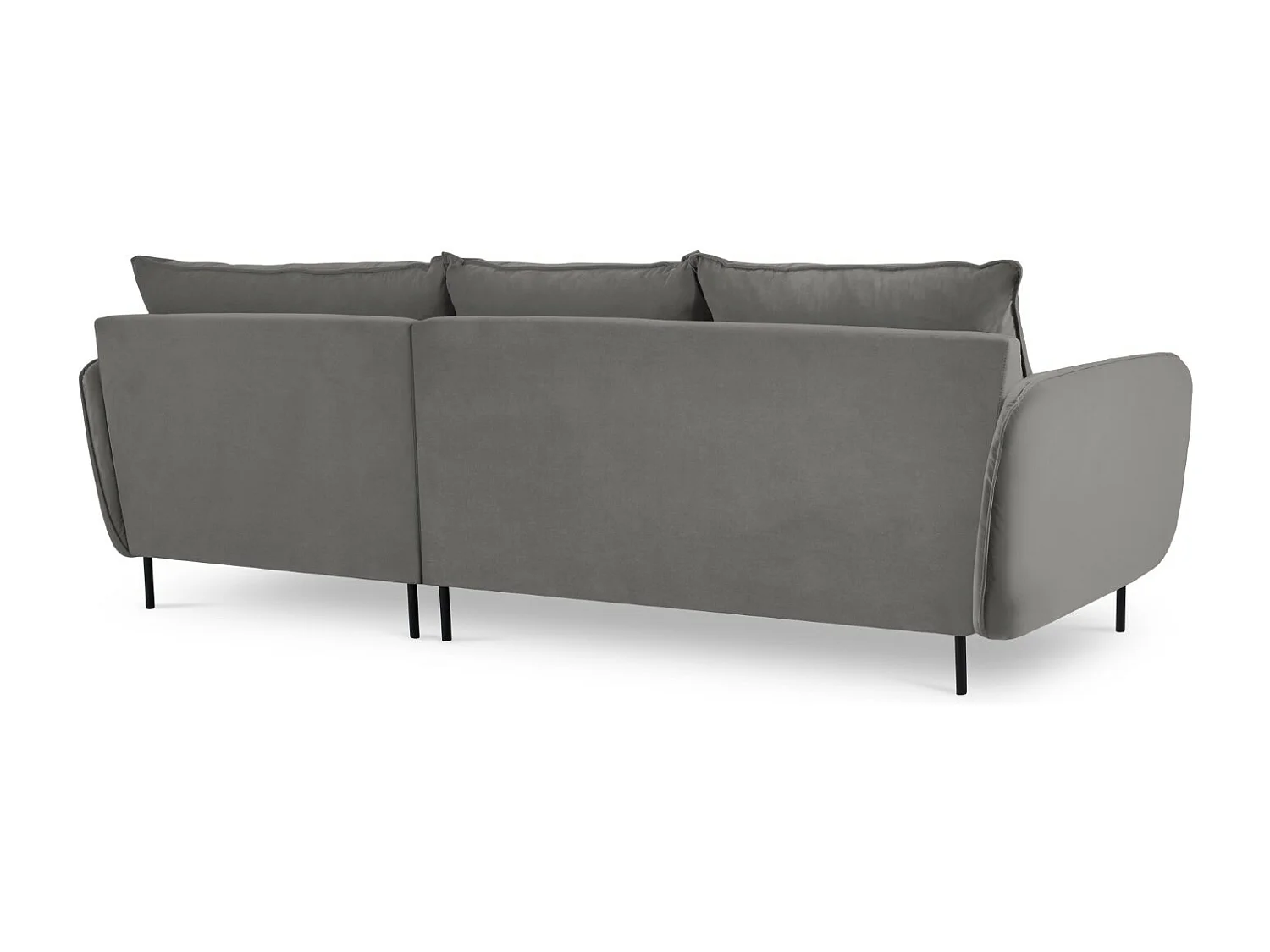 Cosmopolitan Design - Rechter hoekbank "Vienna" 5 zitplaatsen, Flueel, Lichtgrijs - 255x170x95cm