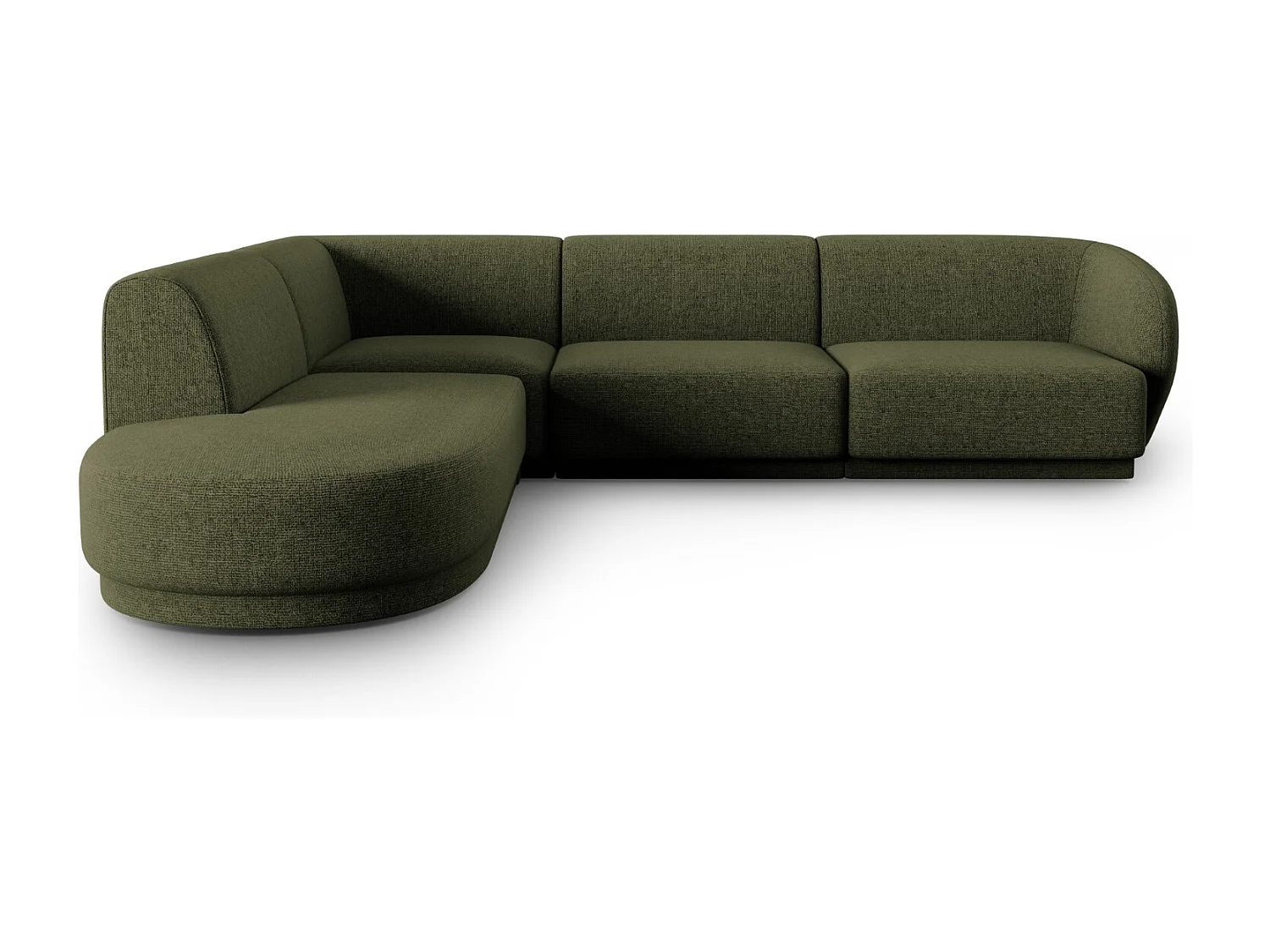 CXL by Christian Lacroix - Canapé d'angle gauche "Lionel" 5 places en chenille vert chiné - 265x232x74cm