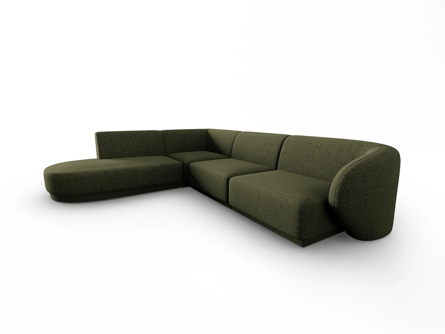 CXL by Christian Lacroix - Canapé d'angle gauche "Lionel" 5 places en chenille vert chiné - 265x232x74cm