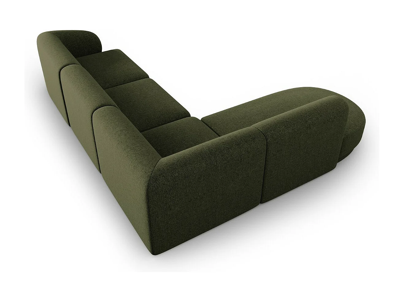 CXL by Christian Lacroix - Canapé d'angle gauche "Lionel" 5 places en chenille vert chiné - 265x232x74cm