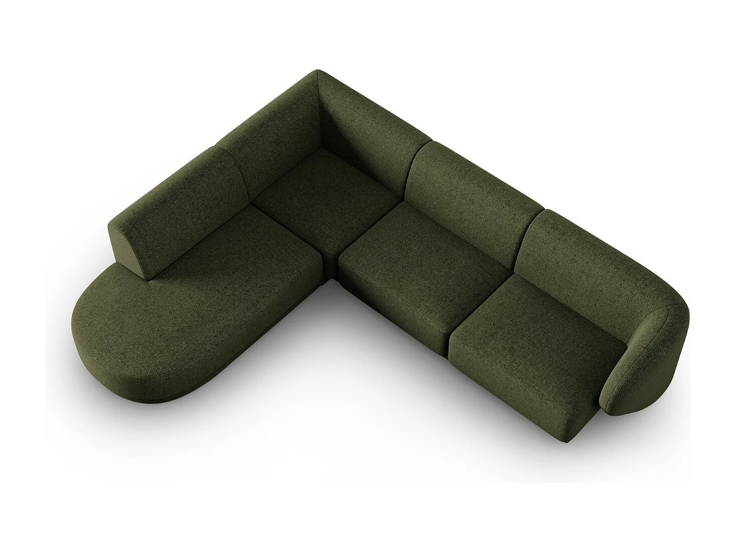 CXL by Christian Lacroix - Canapé d'angle gauche "Lionel" 5 places en chenille vert chiné - 265x232x74cm