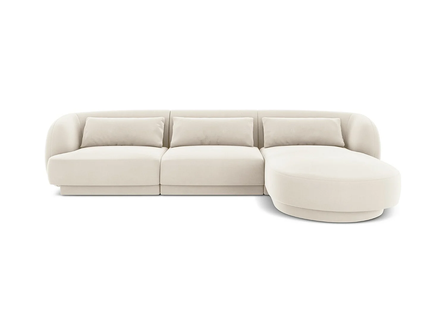 Cosmopolitan Design - Rechter hoekbank "Tulum" 4 zitplaatsen, Flueel, Lichtbeige - 255x156x70cm