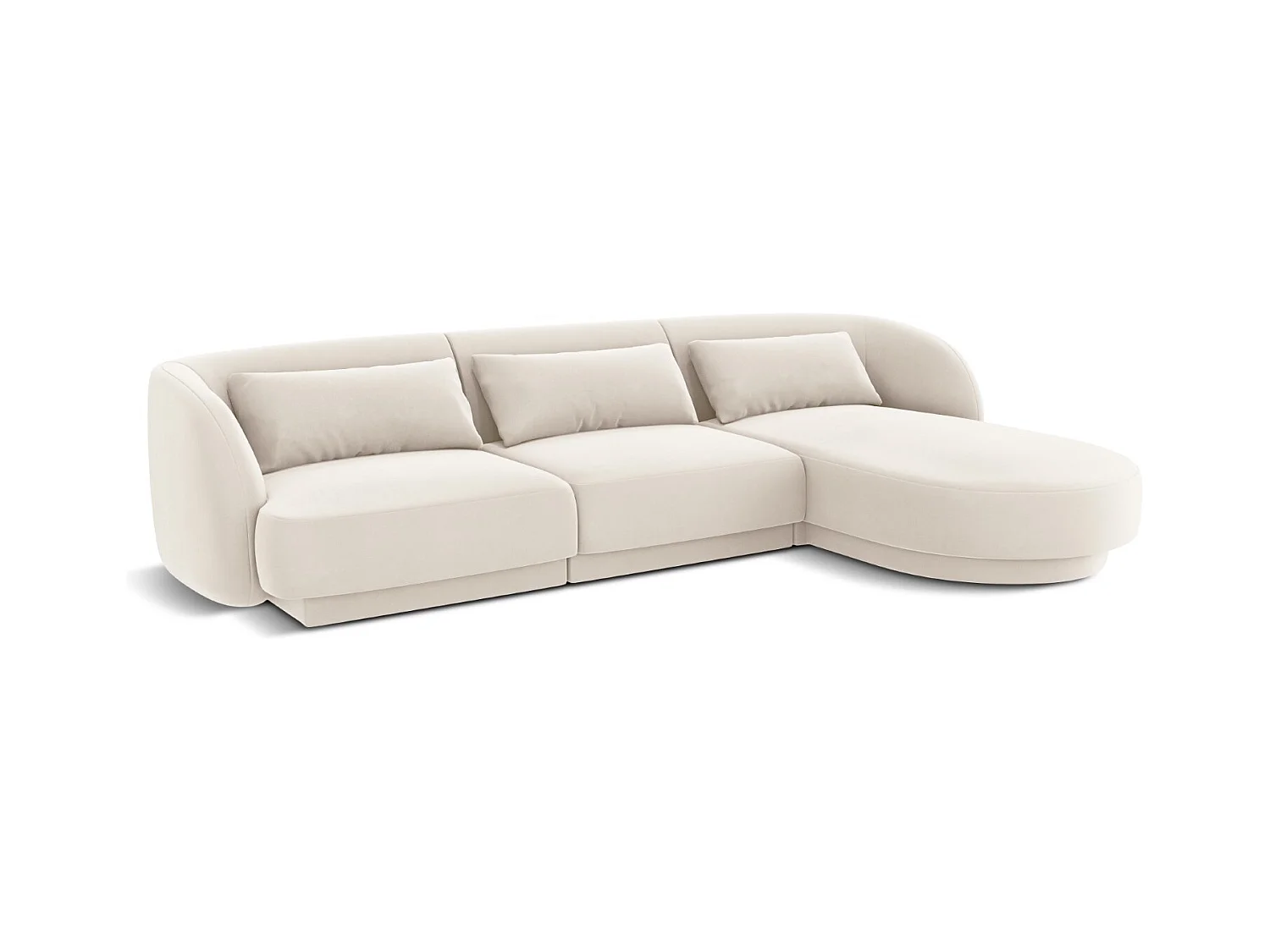 Cosmopolitan Design - Canapé d'angle droit "Tulum" 4 places en velours beige clair - 255x156x70cm