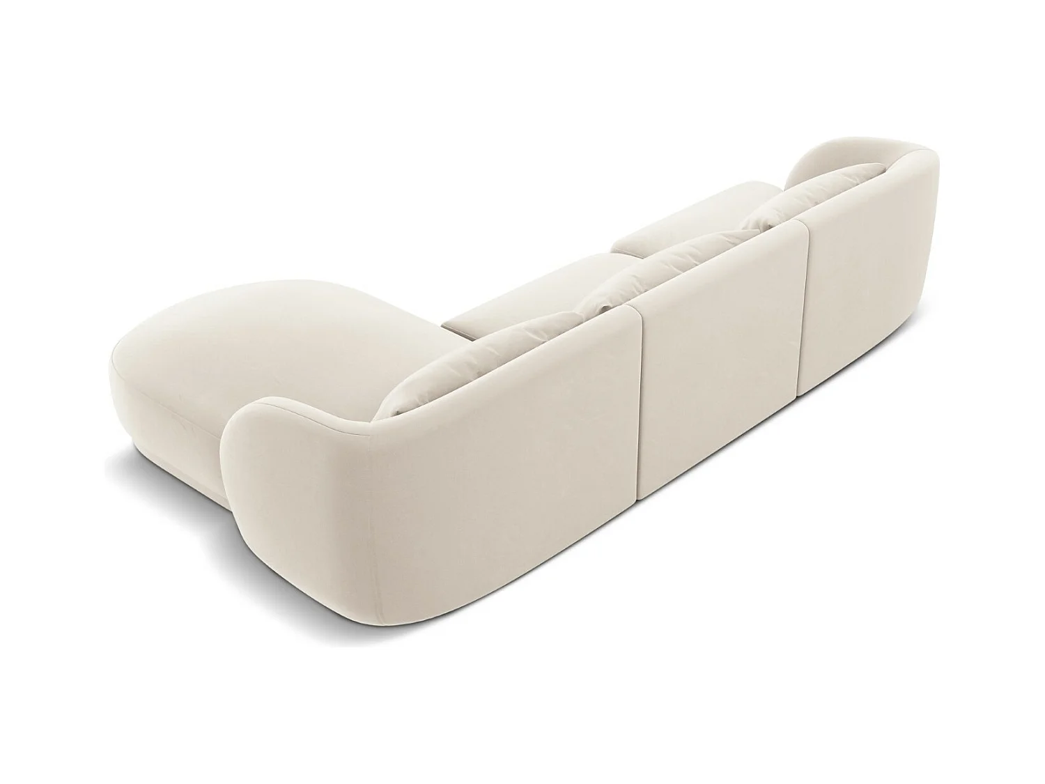 Cosmopolitan Design - Canapé d'angle droit "Tulum" 4 places en velours beige clair - 255x156x70cm