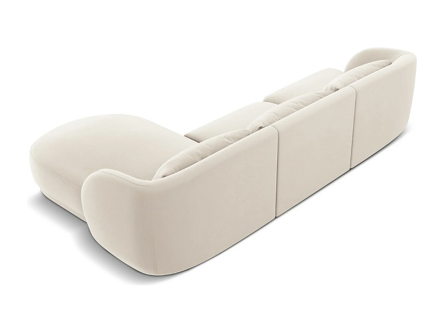 Cosmopolitan Design - Sofá de canto direito "Tulum" 4 lugares em veludo bege claro - 255x156x70cm