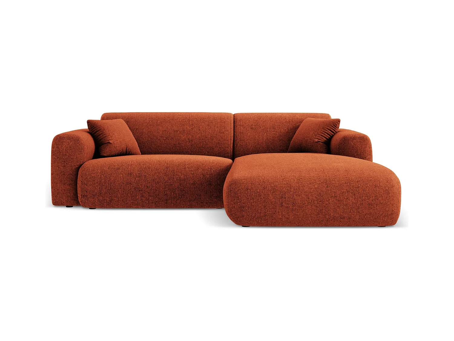 Cosmopolitan Design - Sofá esquinero derecho "Nolio" 4 plazas de tejido chenilla terracota - 235x170x72cm
