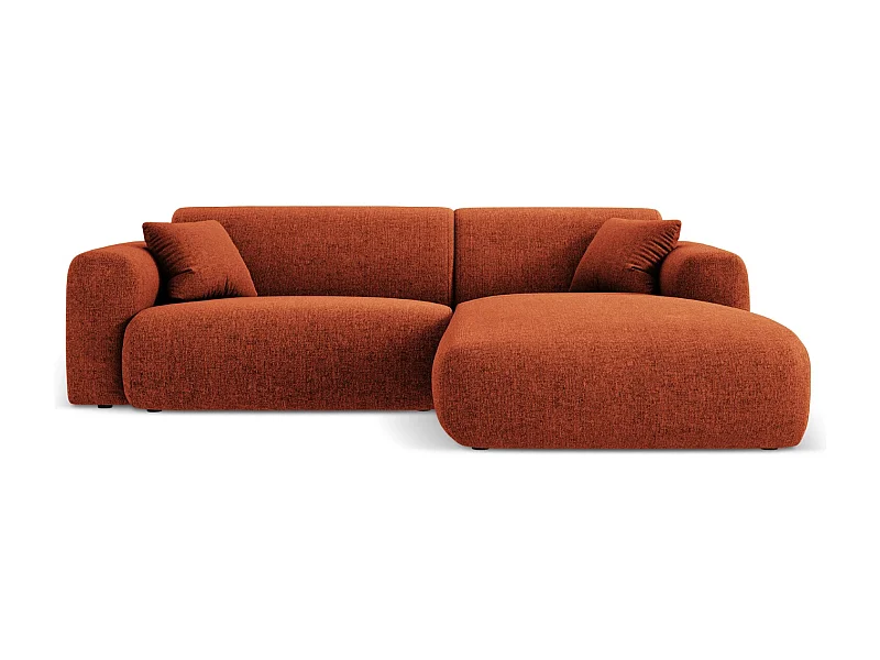 Cosmopolitan Design - Sofá de canto direito "Nolio" 4 lugares em tecido chenille terracota - 235x170x72cm