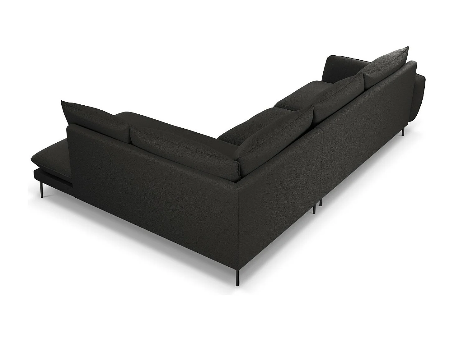 Cosmopolitan Design - Divano angolare destro "Vienna" 6 posti in bouclé nero - 275x185x95cm