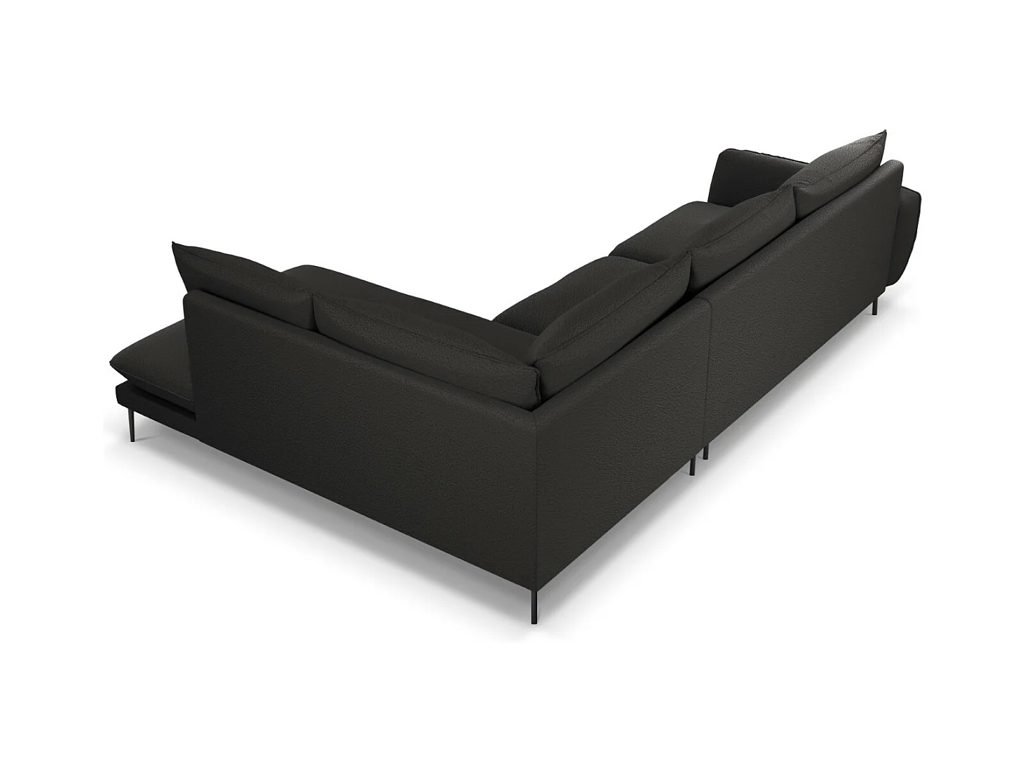 Cosmopolitan Design - Sofá de canto direito "Vienna" 6 lugares em tecido bouclé preto - 275x185x95cm
