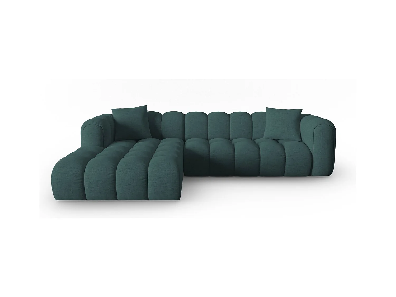 CXL by Christian Lacroix - Canapé d'angle gauche modulable "Clotilde" 4 places en tissu structurel turquoise - 306x190x70cm