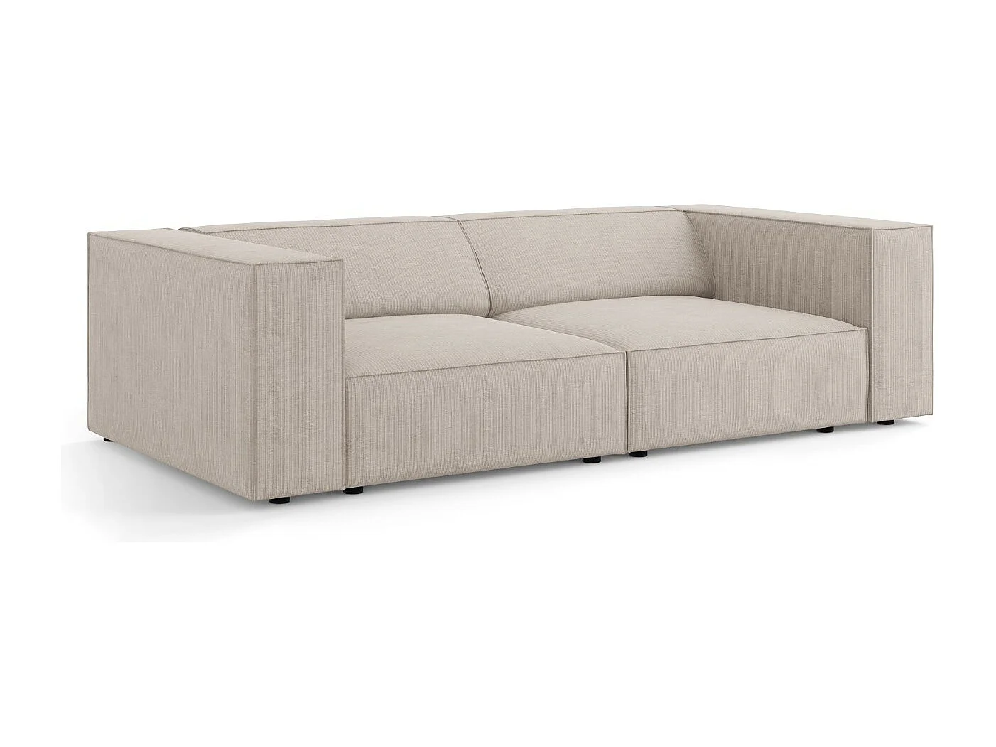 Cosmopolitan Design - Bank "Arendal" 3 zitplaatsen, Chenille met ribbeleffect, Donkerbeige - 204x102x70cm