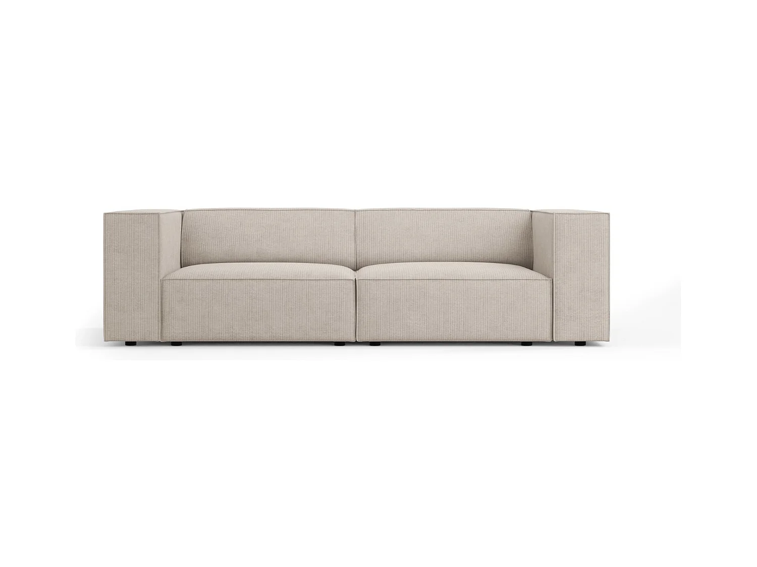 Cosmopolitan Design - Bank "Arendal" 3 zitplaatsen, Chenille met ribbeleffect, Donkerbeige - 204x102x70cm