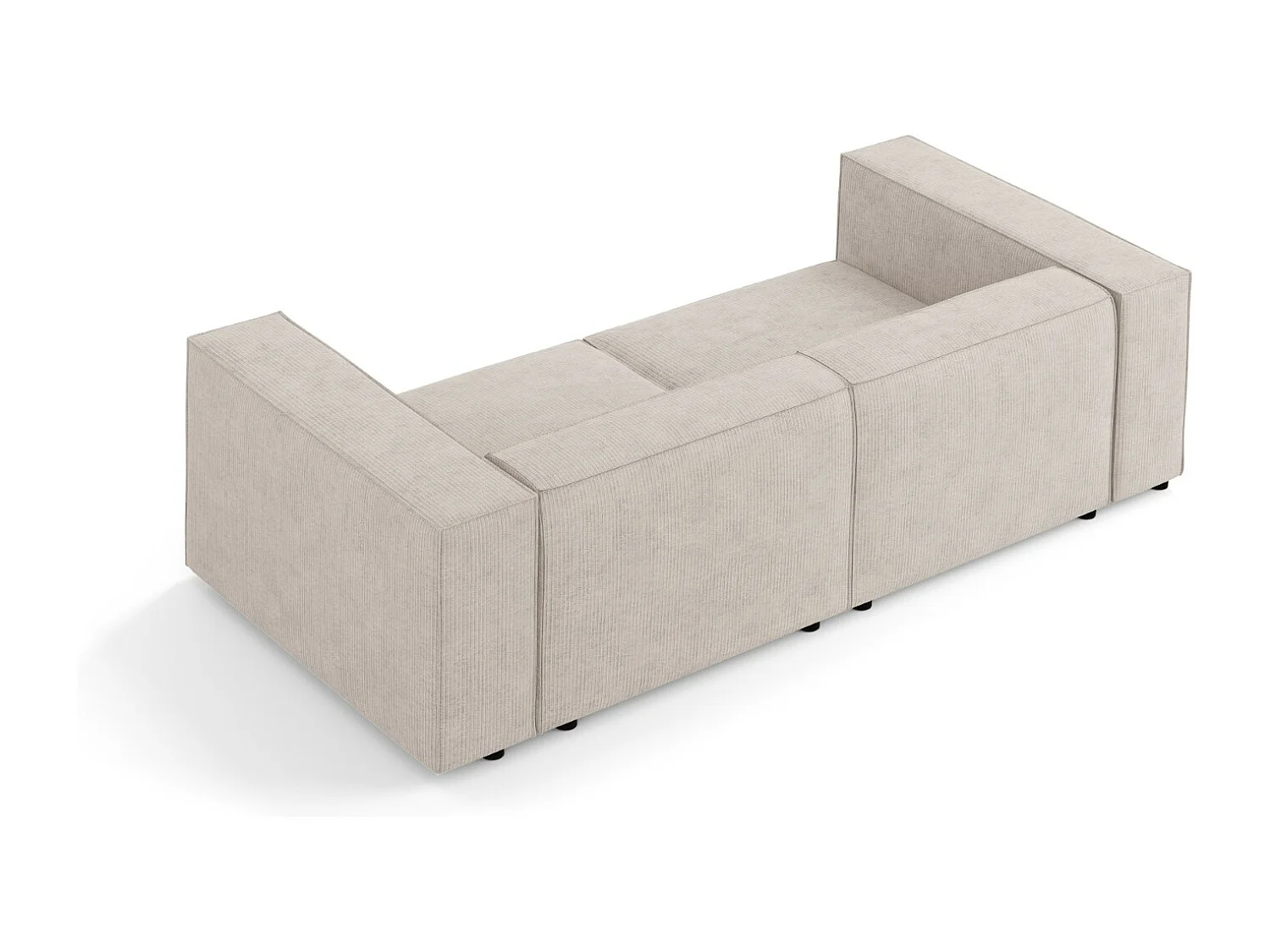 Cosmopolitan Design - Sofá "Arendal" 3 lugares em tecido chenille com efeito canelado bege escuro - 204x102x70cm