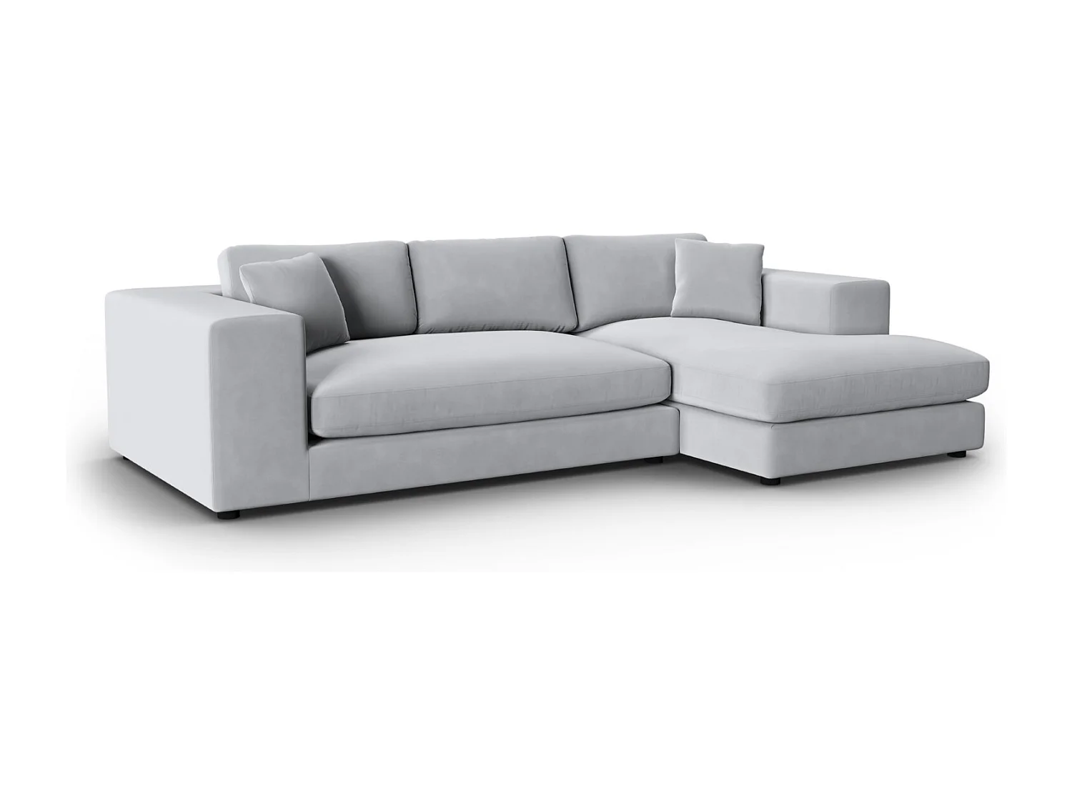 CXL by Christian Lacroix - Divano angolare destro "Tendance" 5 posti in velluto grigio chiaro - 282x174x72cm