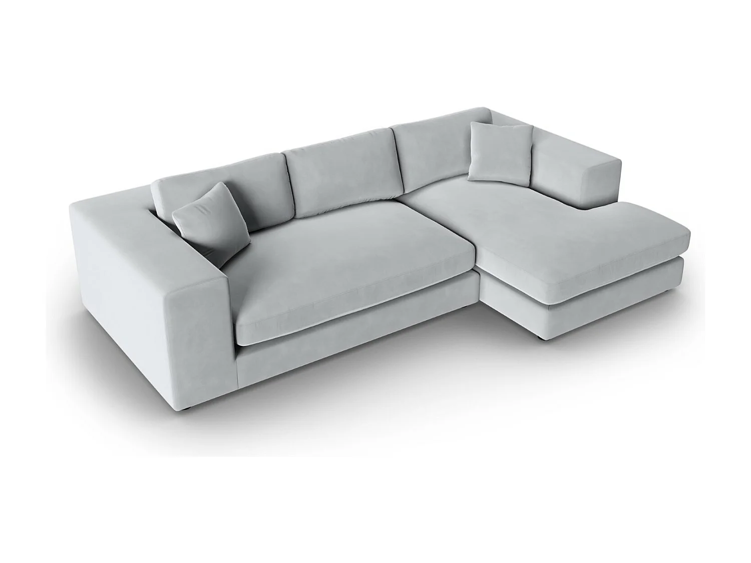 CXL by Christian Lacroix - Canapé d'angle droit "Tendance" 5 places en velours gris clair - 282x174x72cm