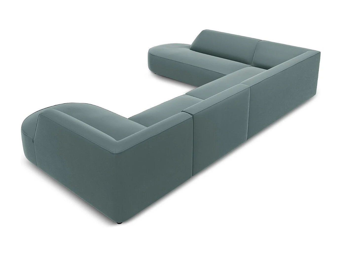 CXL by Christian Lacroix - Sofá de canto panorâmico à esquerda "Charles" 7 lugares em veludo hortelã - 366x273x69cm
