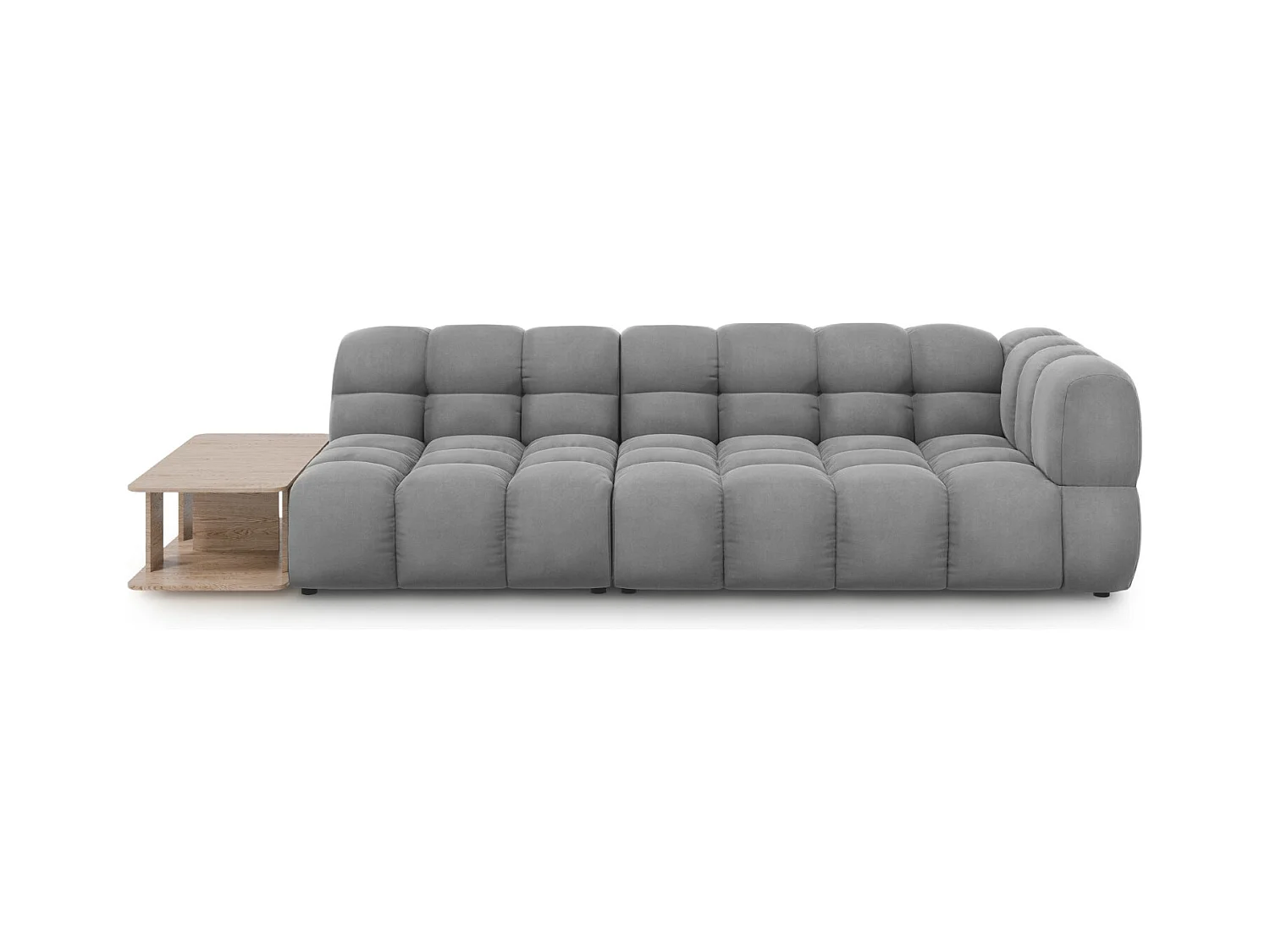 Cosmopolitan Design - Canapé modulable gauche "Sky" 4 places en velours gris clair - 297x102x75cm