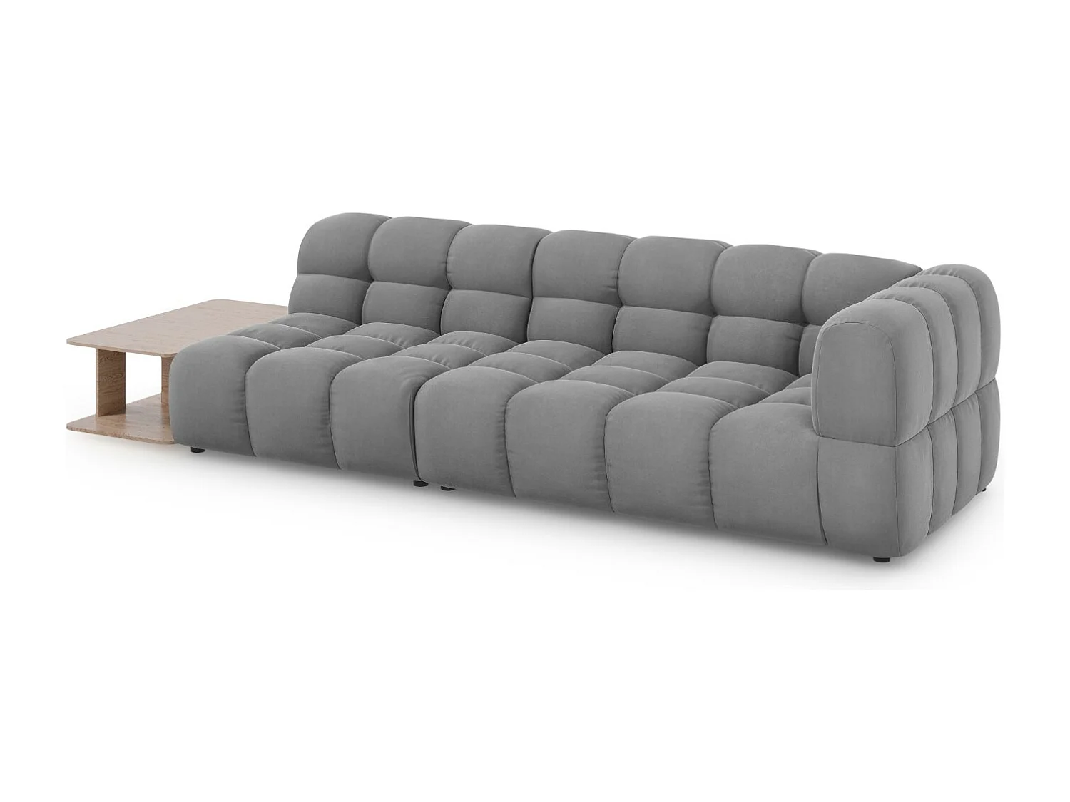 Cosmopolitan Design - Sofá modular virado para a esquerda "Sky" 4 lugares em veludo cinza claro - 297x102x75cm
